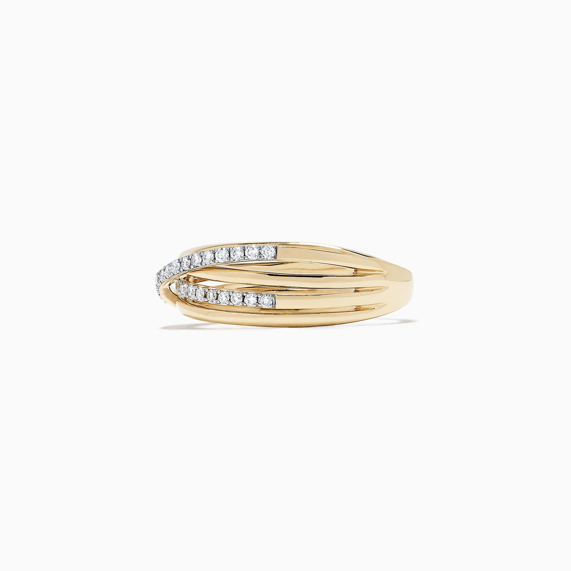 D'Oro 14K Yellow Gold Diamond Crossover Band, 0.29 TCW