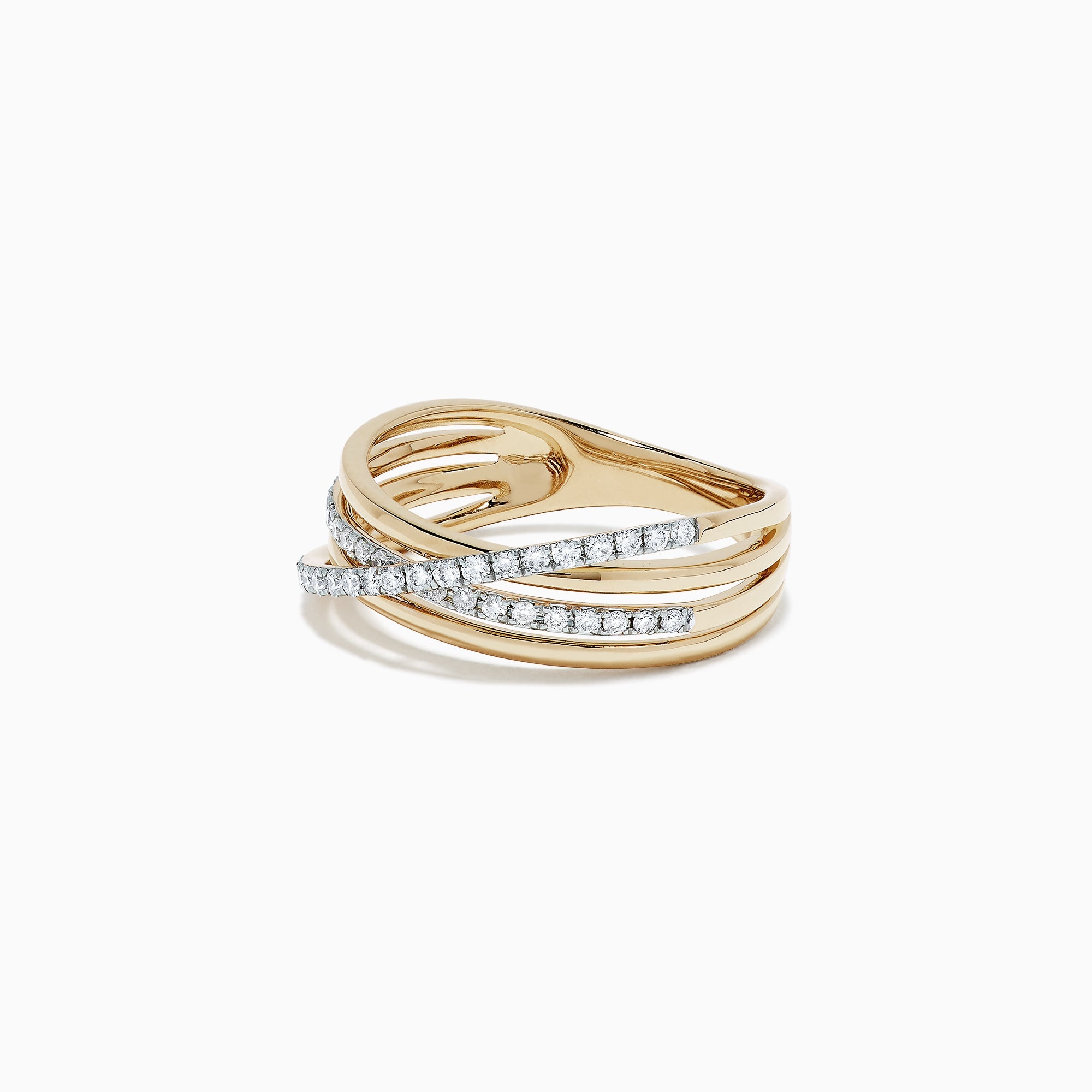 D'Oro 14K Yellow Gold Diamond Crossover Band, 0.29 TCW