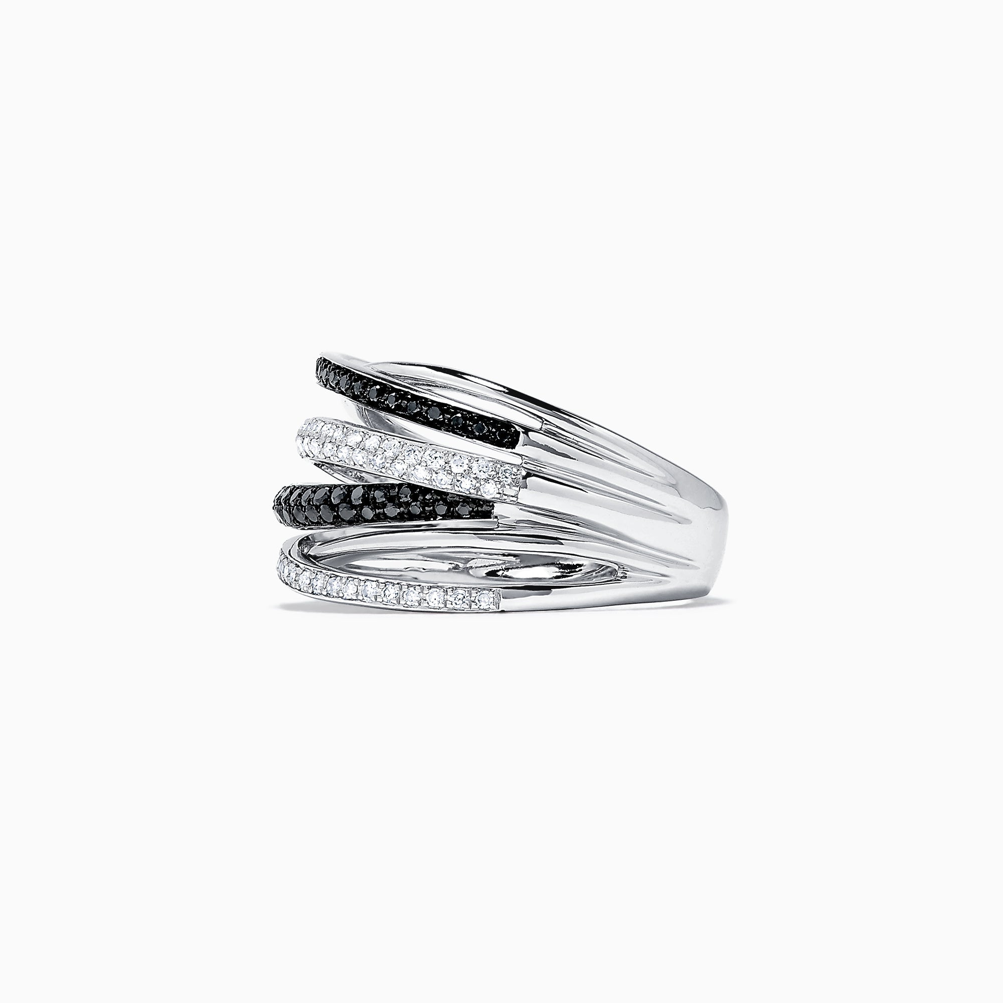 14K White Gold Black and White Diamond Ring, 0.56 TCW