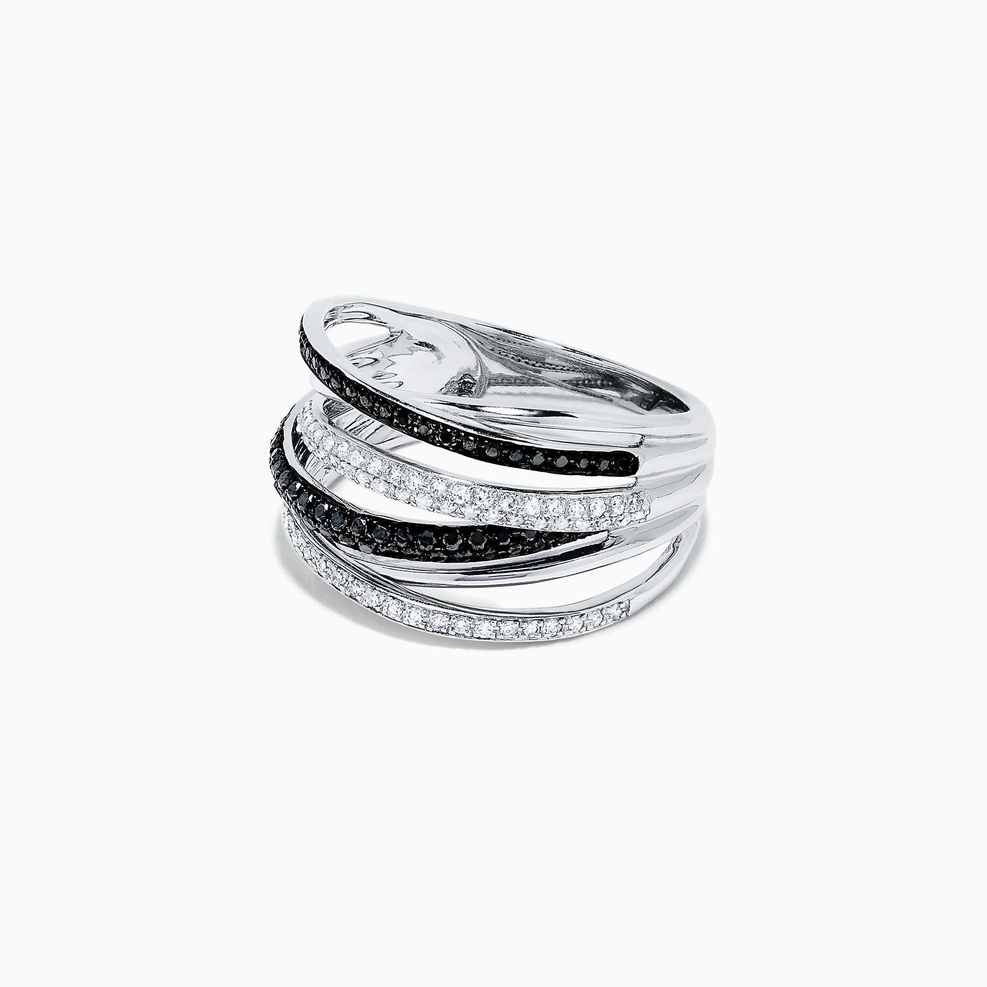 14K White Gold Black and White Diamond Ring, 0.56 TCW