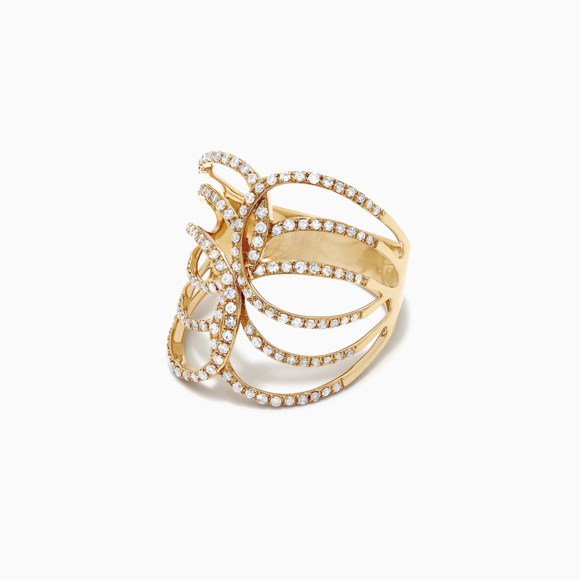 D'Oro 14K Yellow Gold Diamond Negative Space Ring, 0.54 TCW