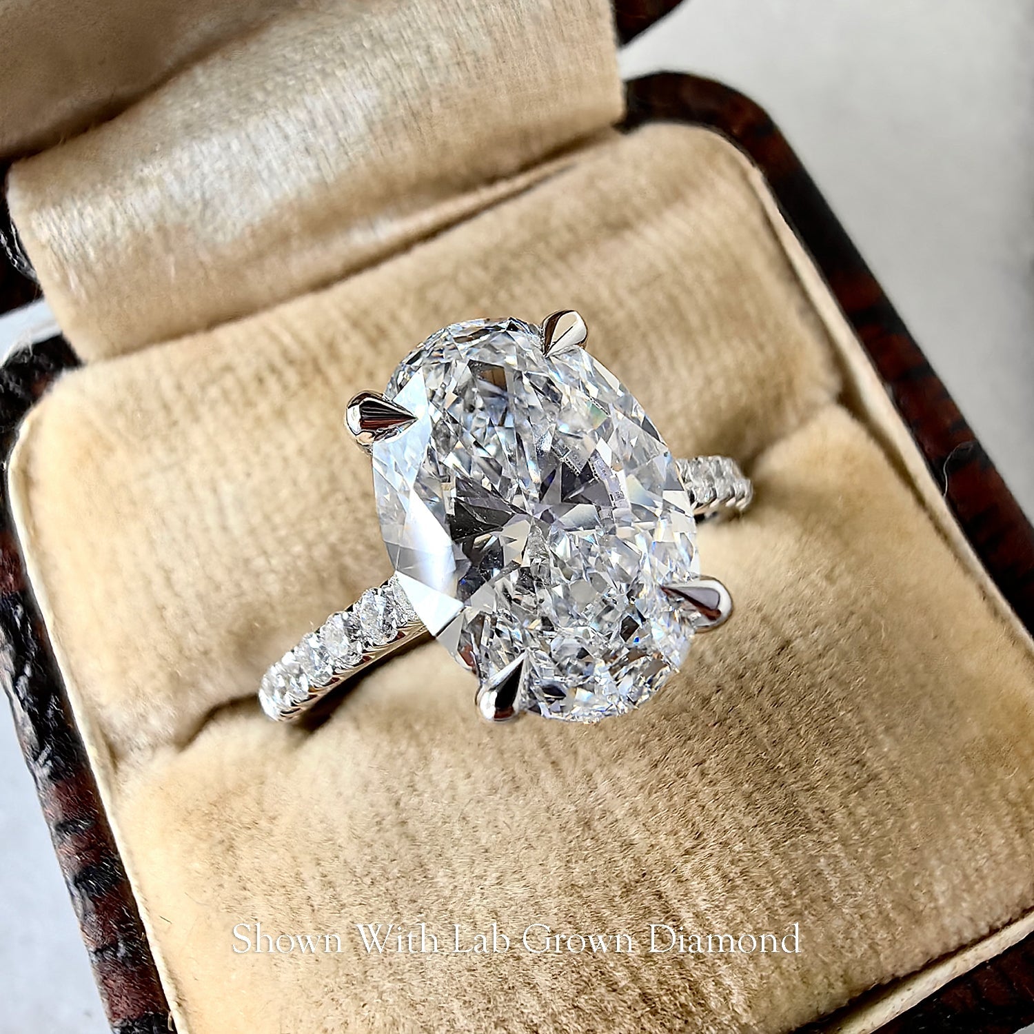 Riley Oval Hidden Halo Engagement Ring, Moissanite/Lab Grown Diamond