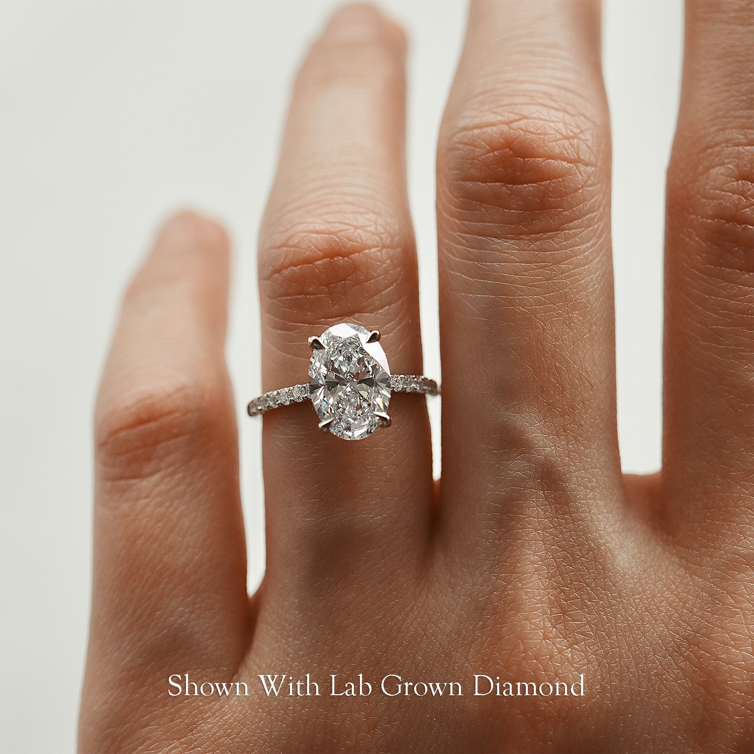 Riley Oval Hidden Halo Engagement Ring, Moissanite/Lab Grown Diamond