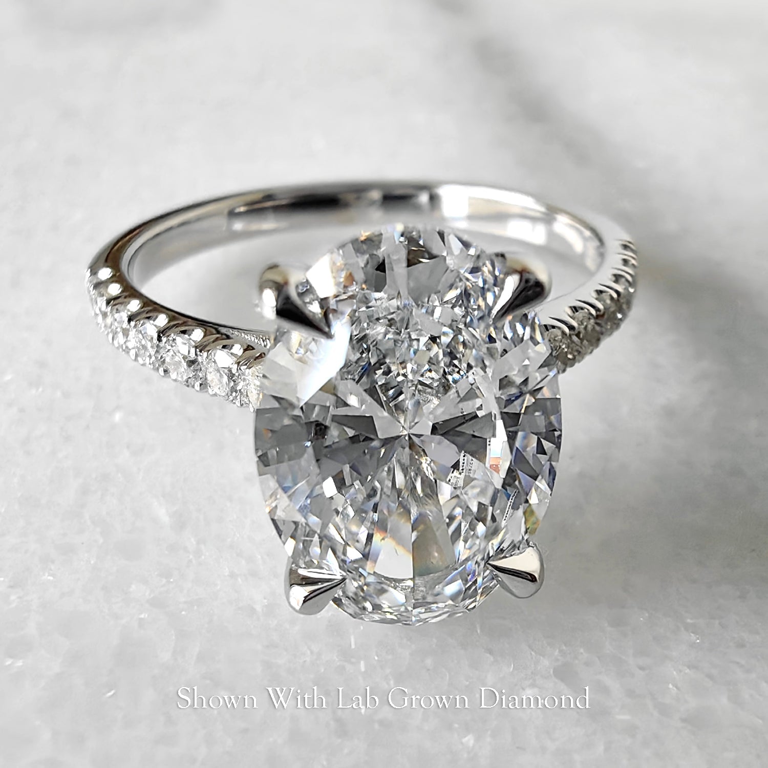 Riley Oval Hidden Halo Engagement Ring, Moissanite/Lab Grown Diamond