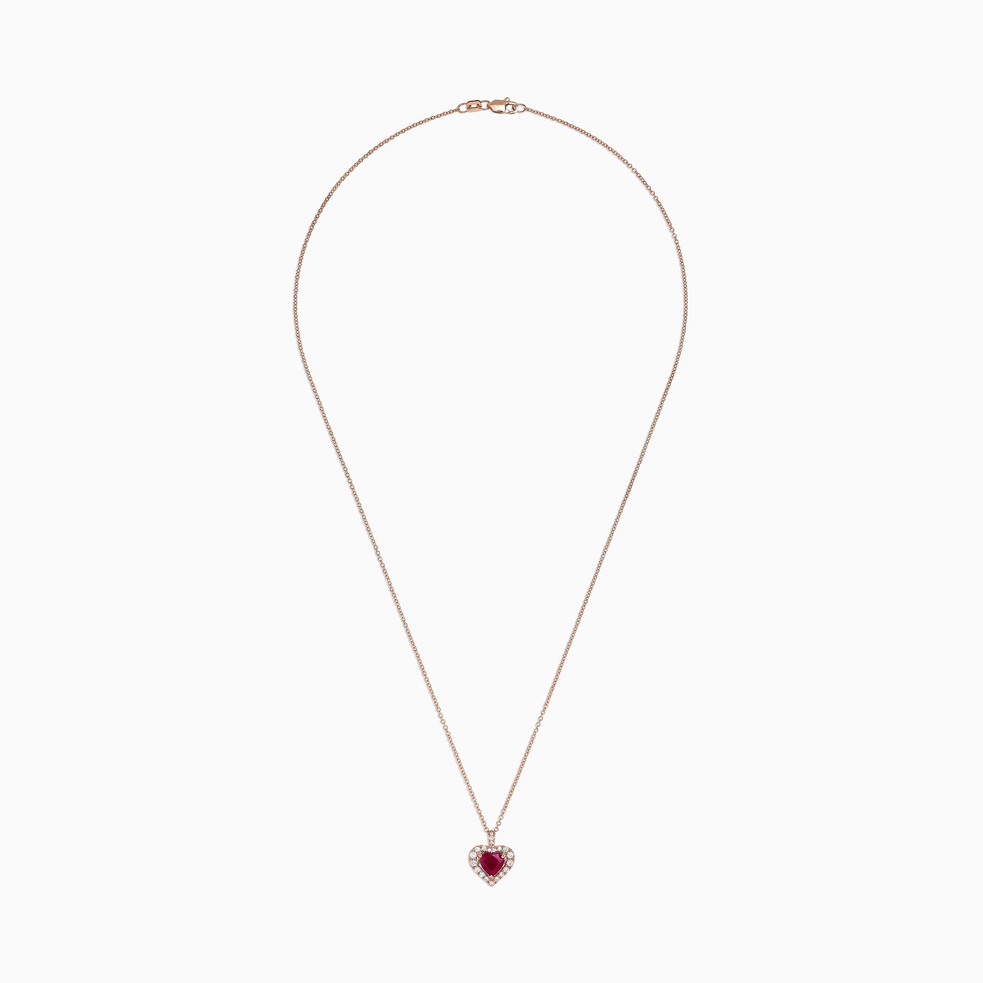 Ruby Royale 14K Rose Gold Heart Shaped Ruby Pendant, 1.28 TCW