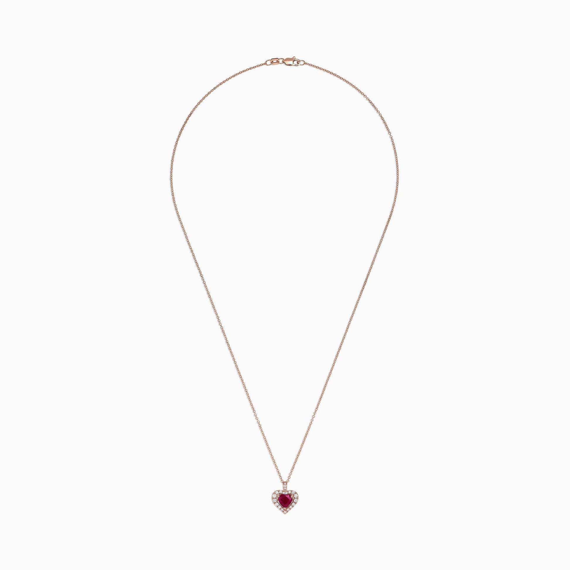 Ruby Royale 14K Rose Gold Heart Shaped Ruby Pendant