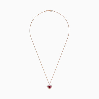 Ruby Royale 14K Rose Gold Heart Shaped Ruby Pendant