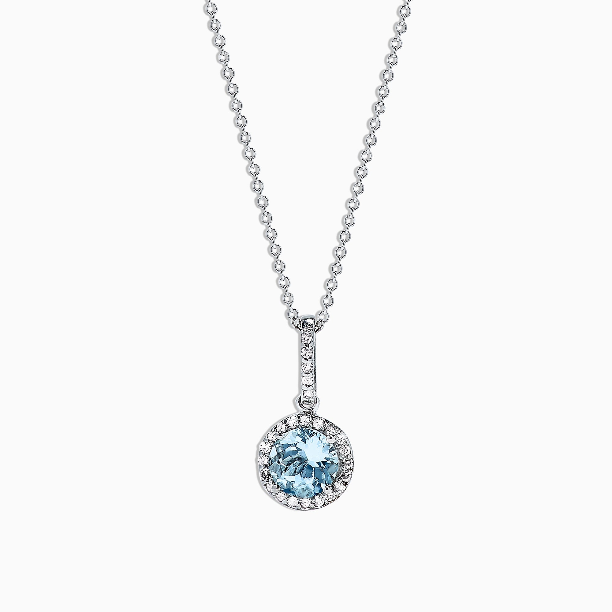 14K White Gold Aquamarine and Diamond Pendant, 0.83 TCW