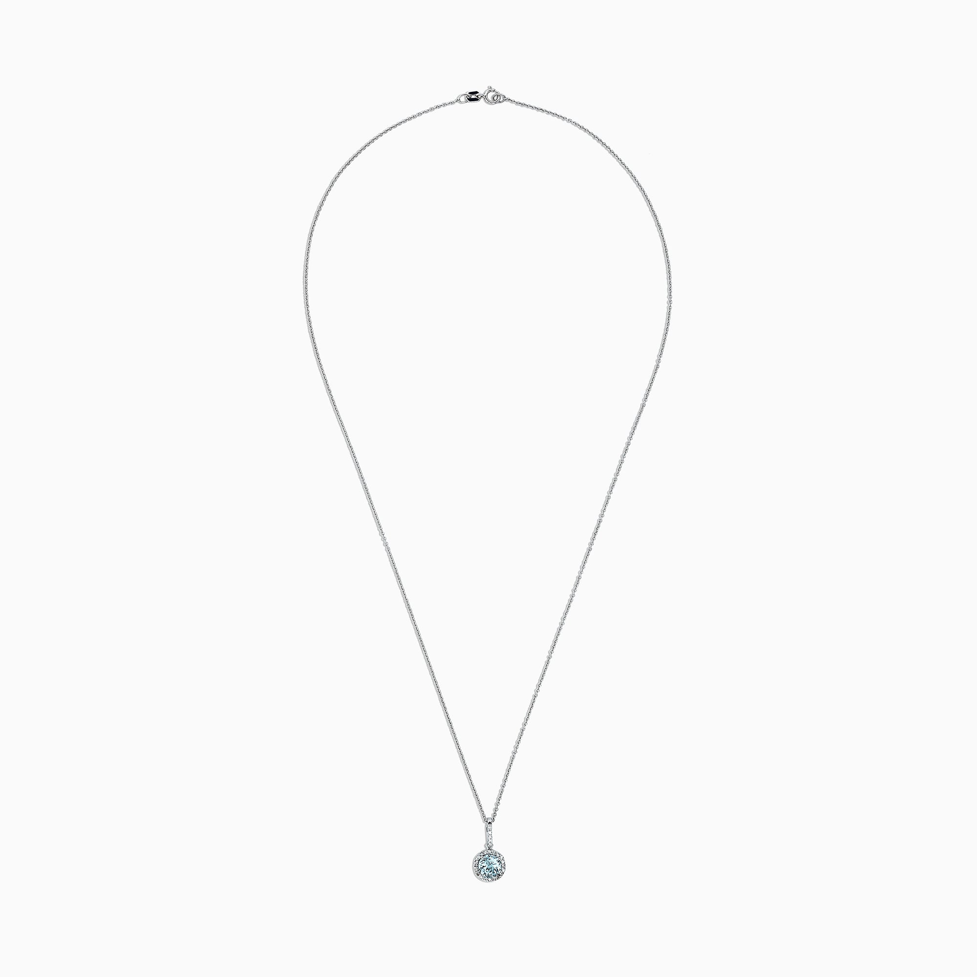 14K White Gold Aquamarine and Diamond Pendant, 0.83 TCW