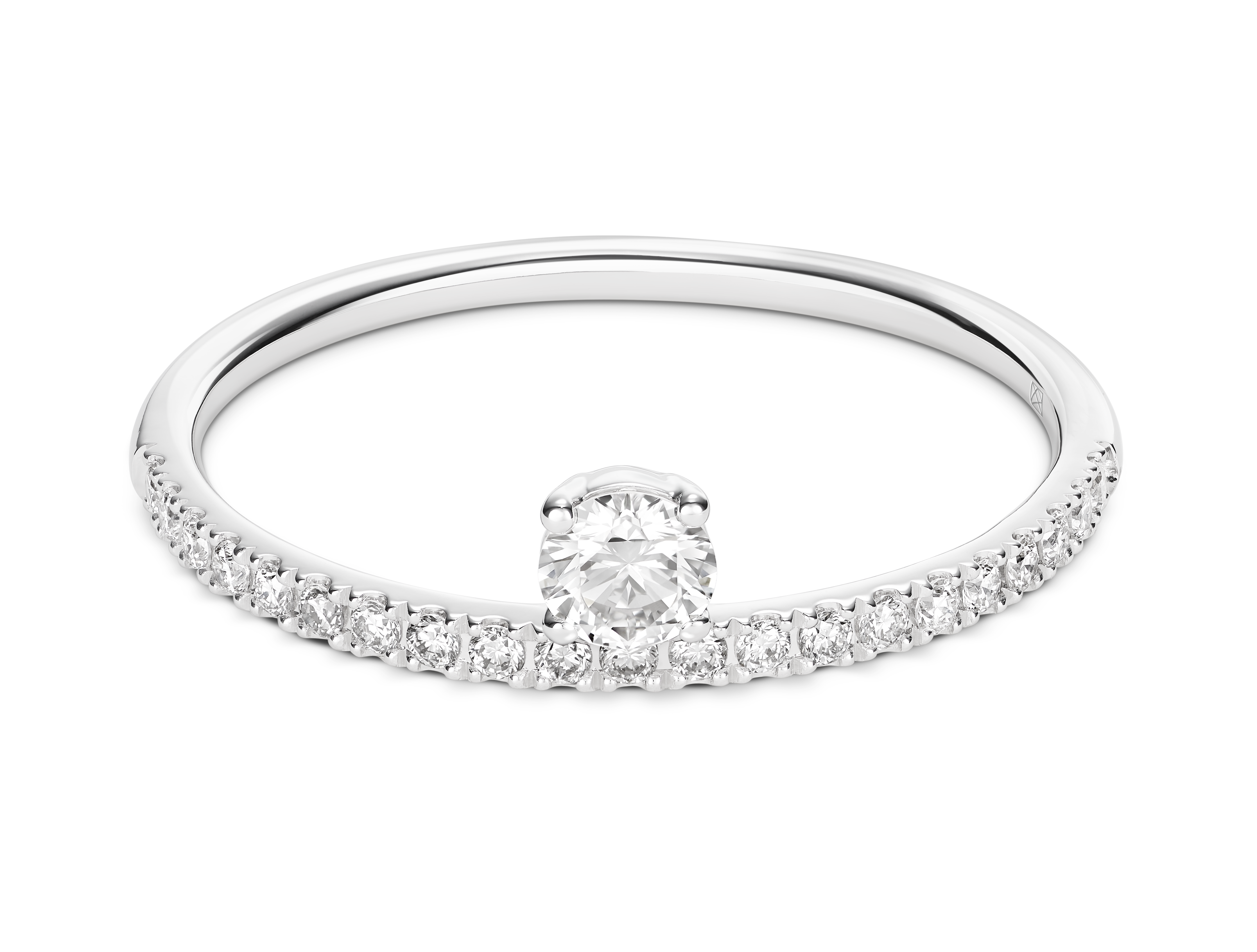 Lab-Grown Diamond ¼ct. tw. Floating Stone Pavé Stacking Ring | White