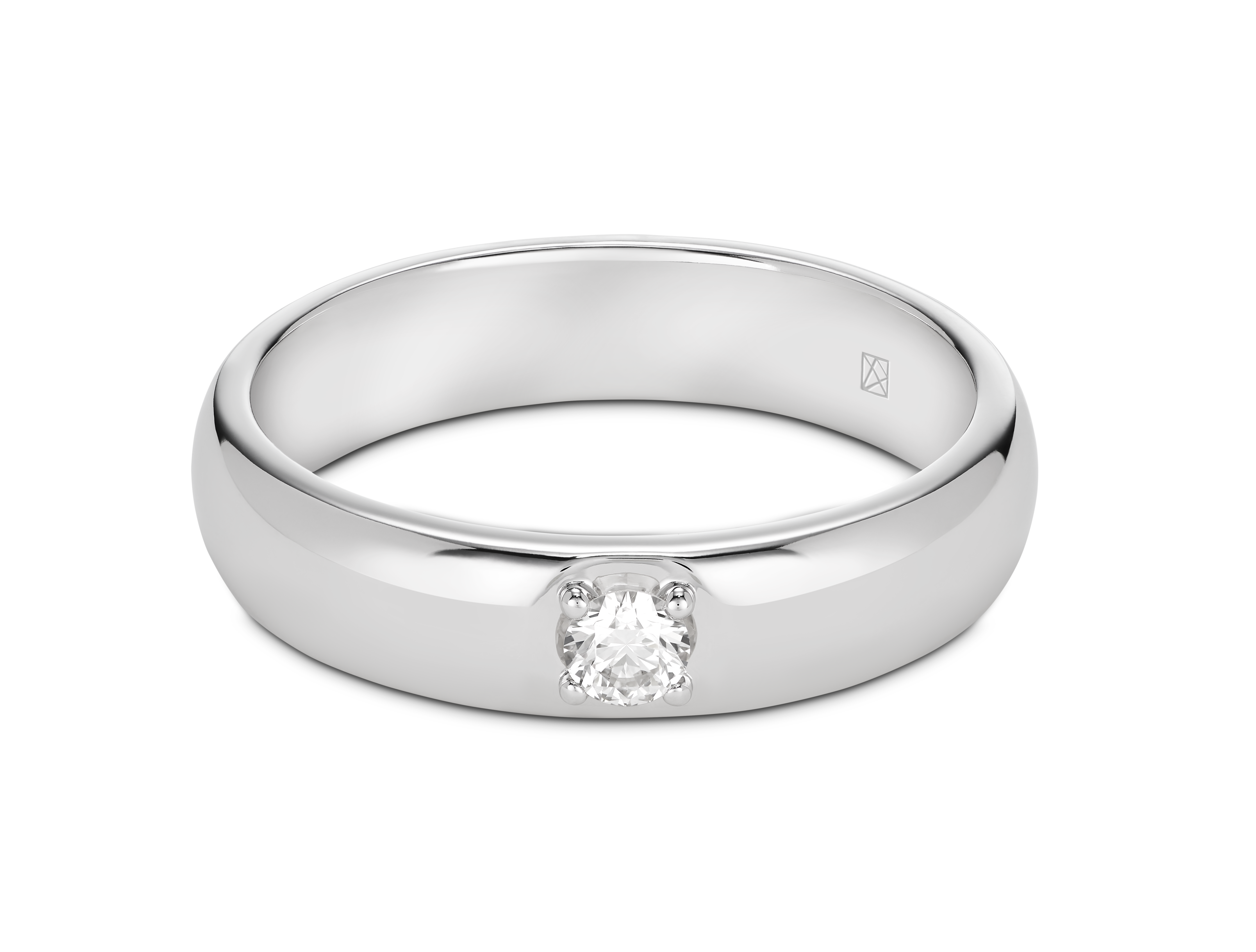 Modern inset stacking ring with 0.1 carat stone in 14k white gold