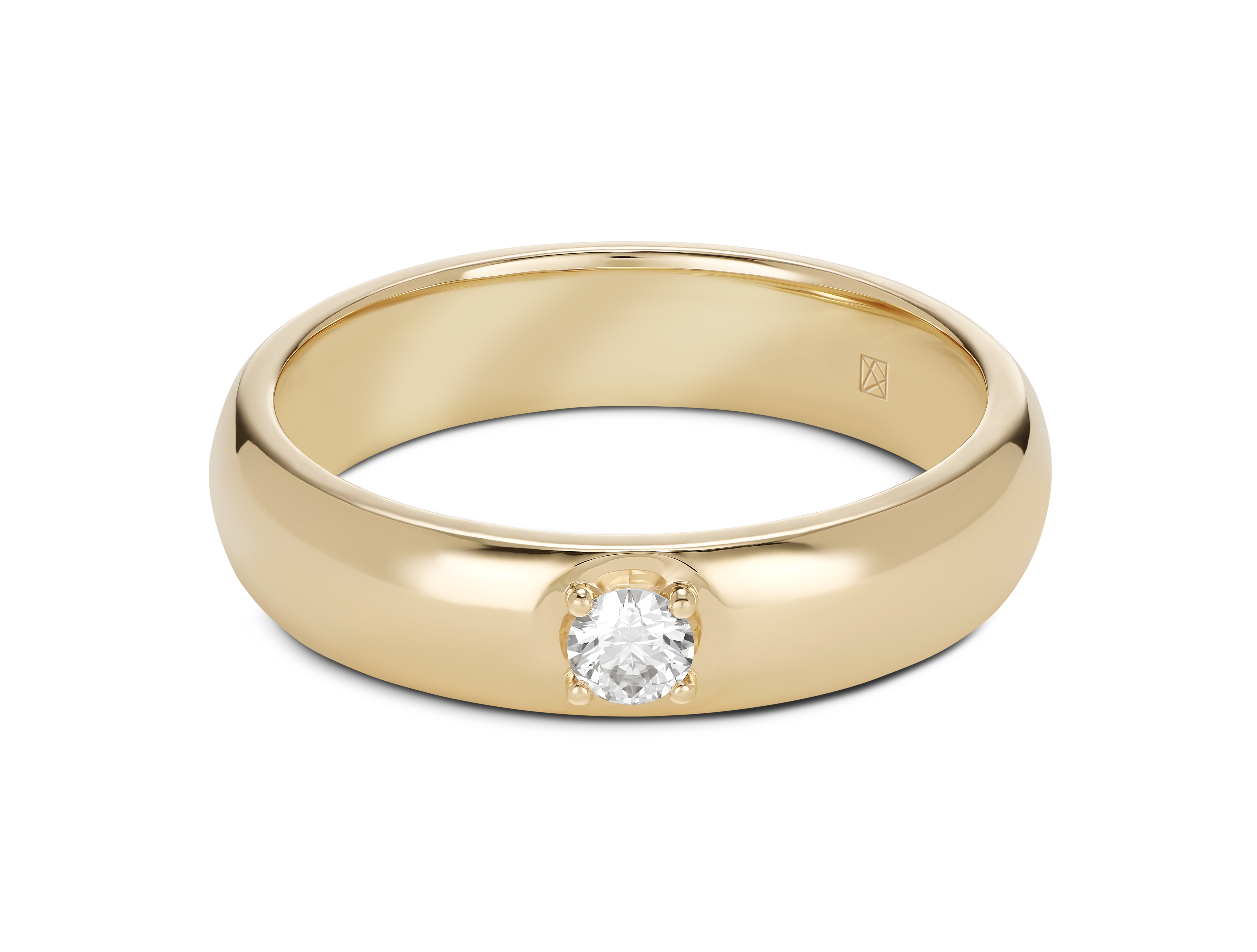 Modern inset stacking ring with 0.1 carat stone in 14k yellow gold