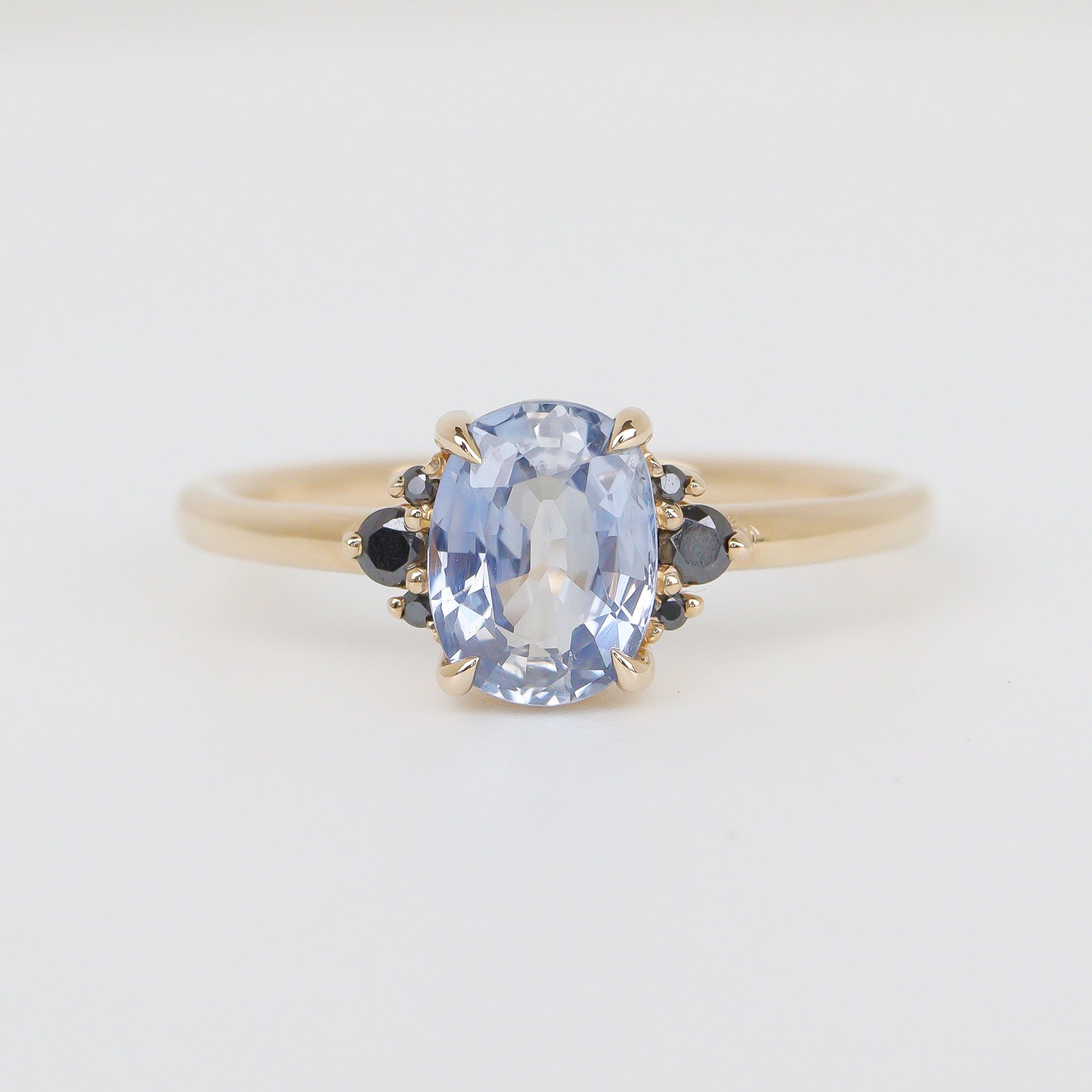 Banff Oval Solitaire Engagement Ring, Blue Sapphire & Black Diamond