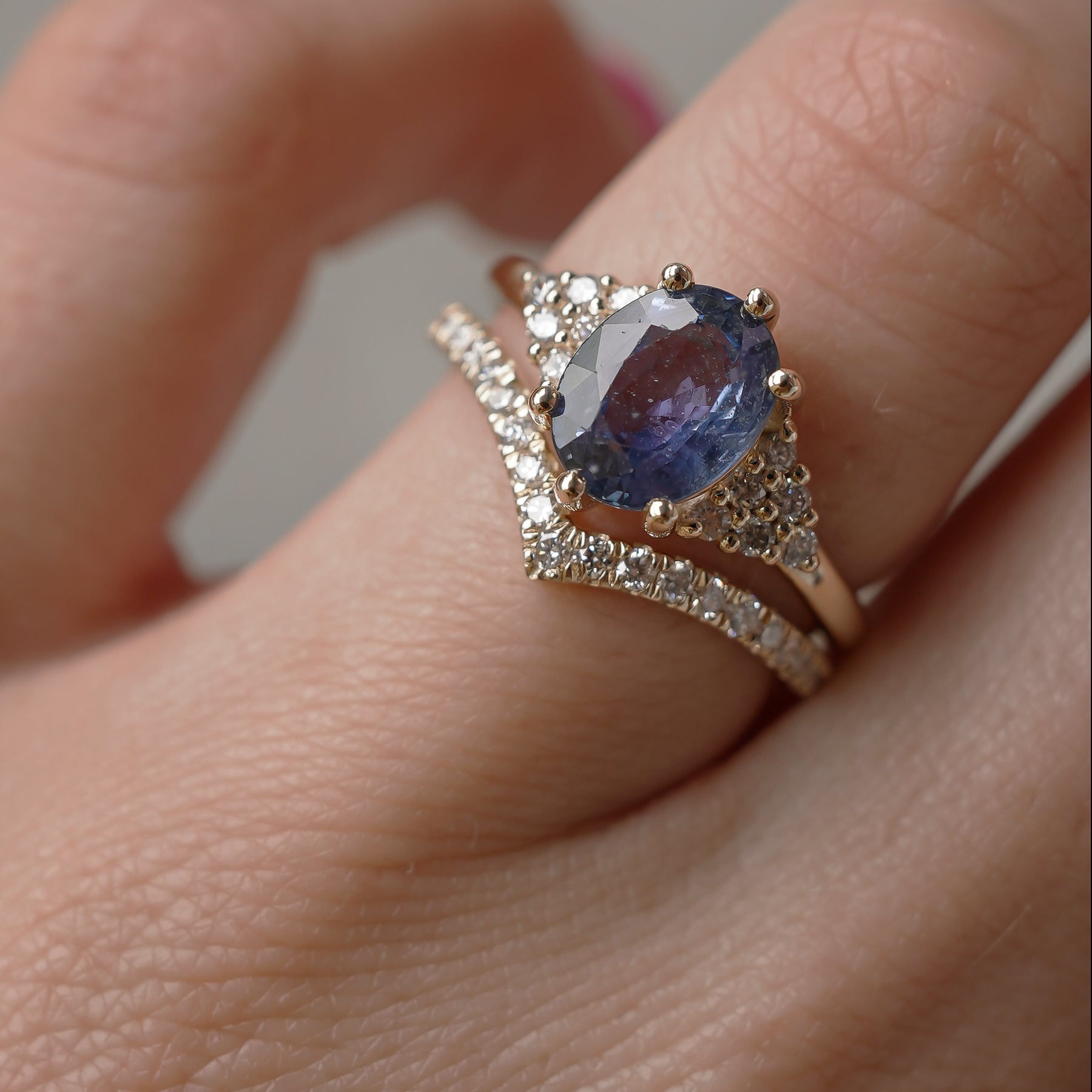 Emma Oval Natural Blue Sapphire Engagement Ring