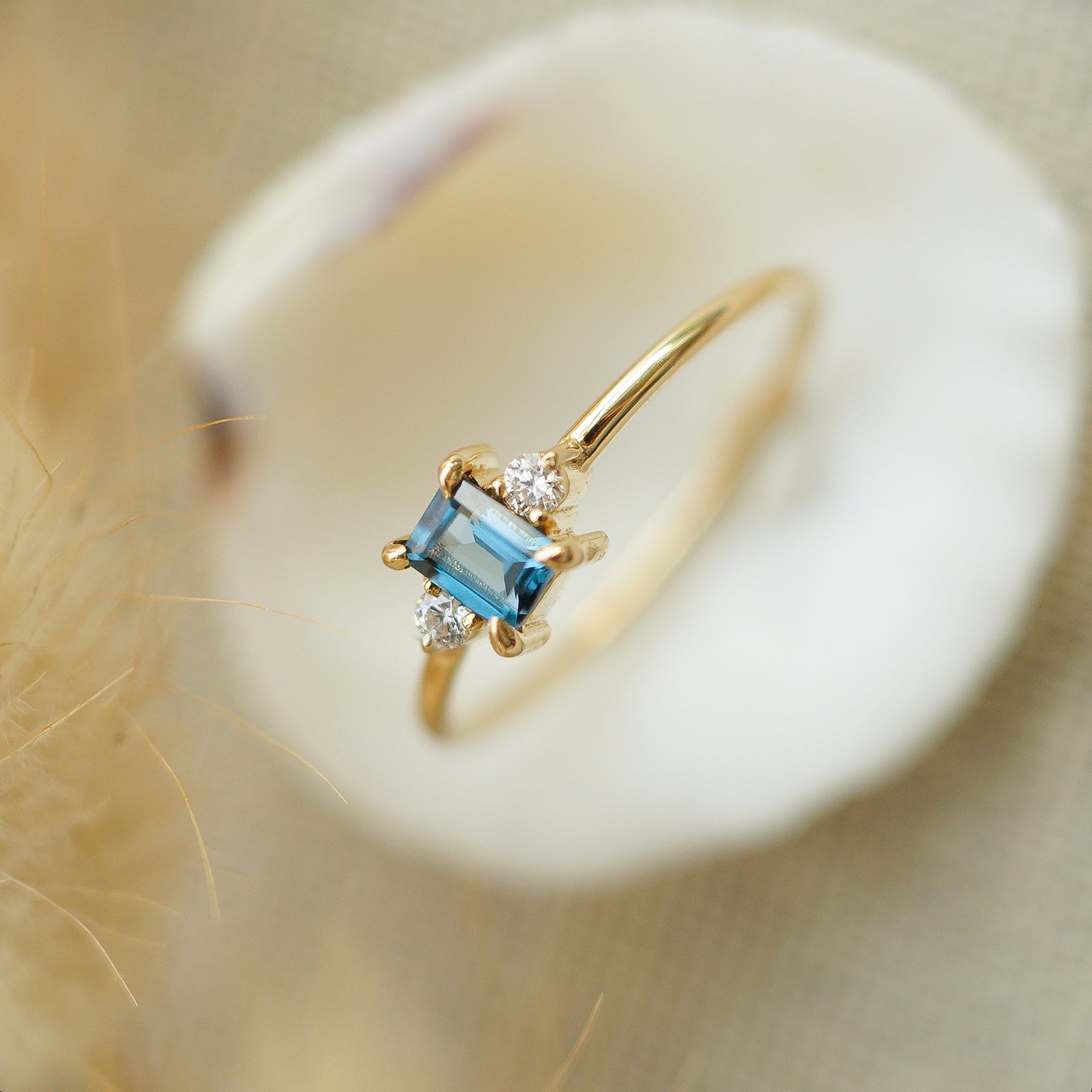 The Elegant Whisper Ring, London Topaz & Diamonds