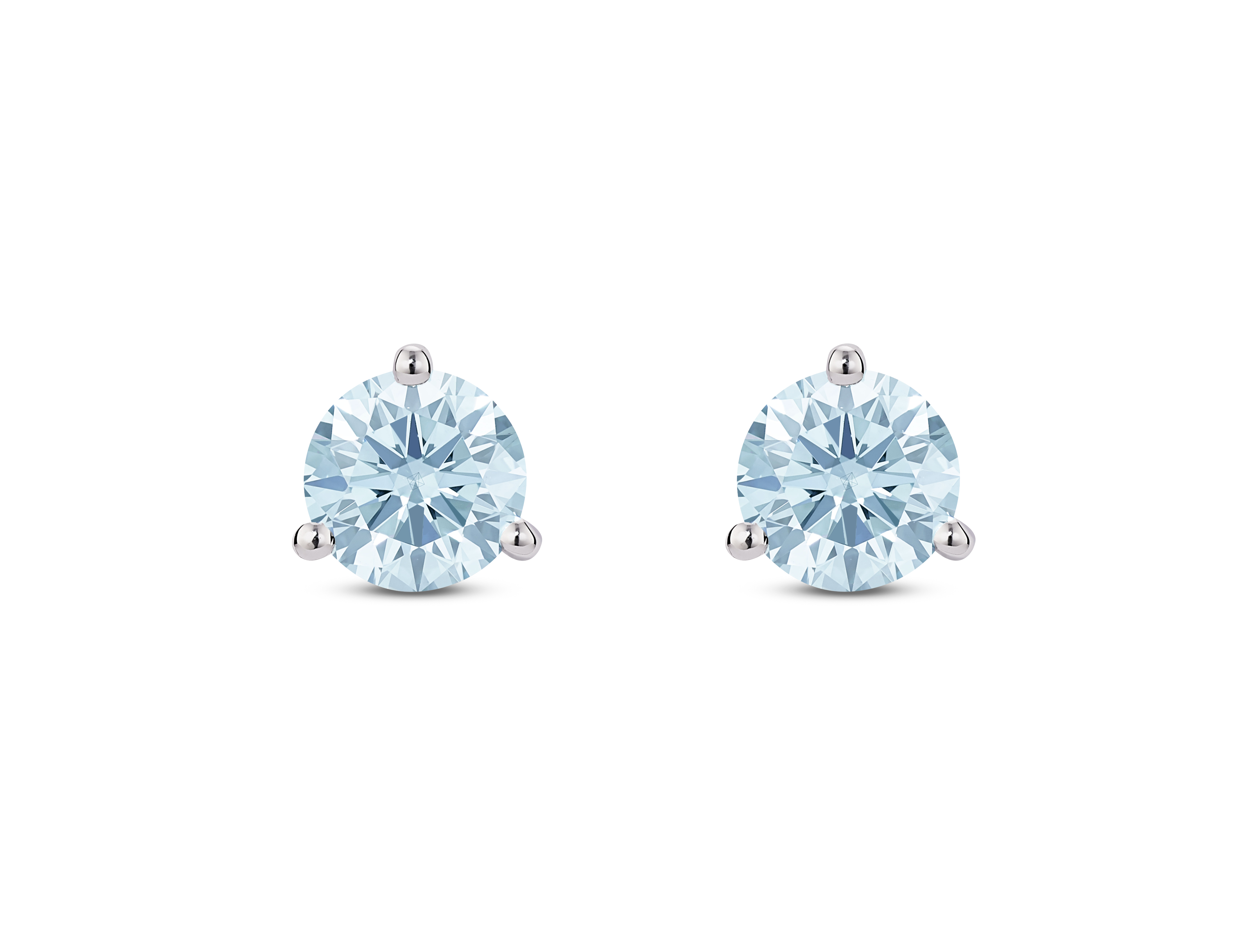 Lab-Grown Diamond 1½ct. tw. Round Brilliant Solitaire 14k Gold Studs | Blue