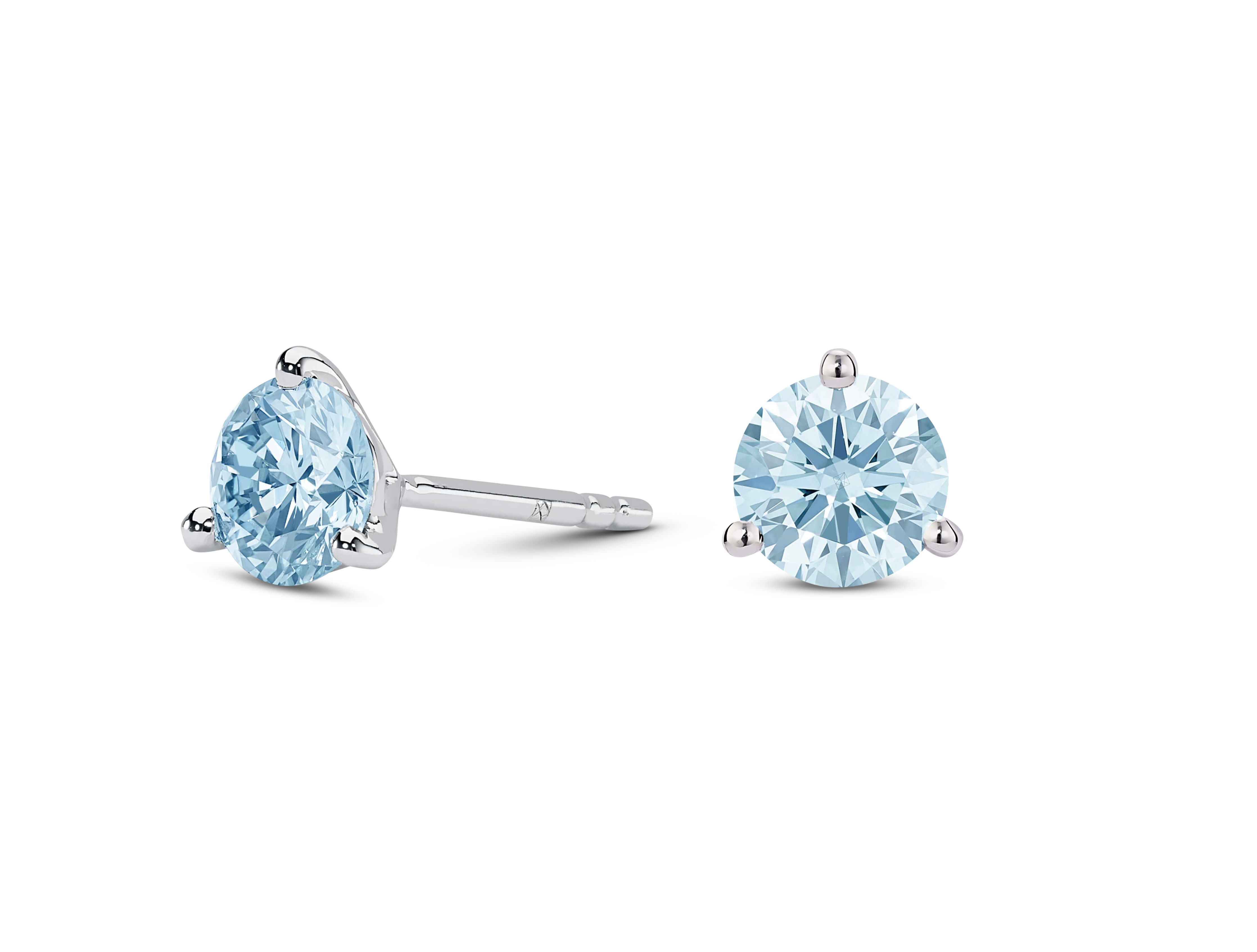 Lab-Grown Diamond 1½ct. tw. Round Brilliant Solitaire 14k Gold Studs | Blue