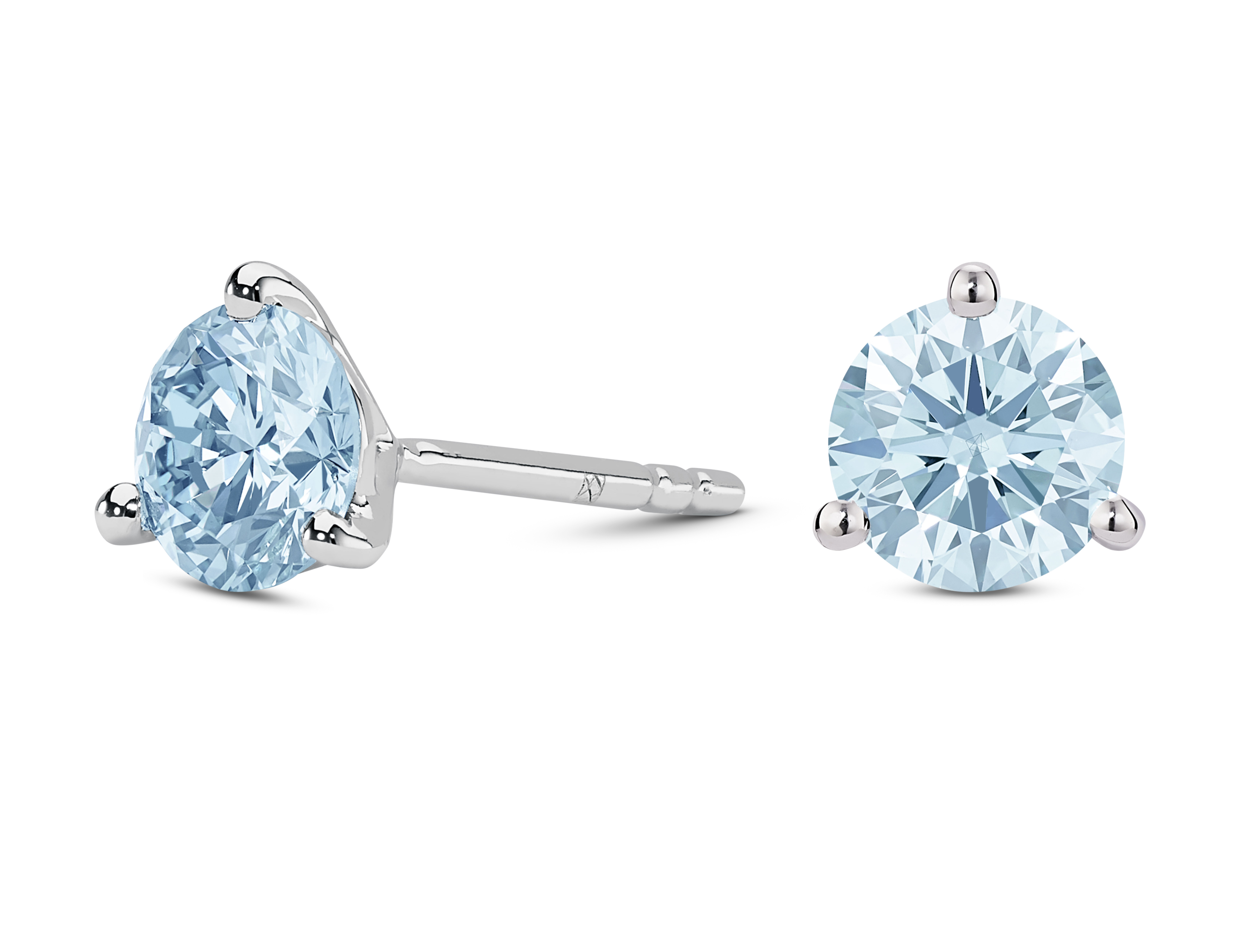 Lab-Grown Diamond 2ct. tw. Round Brilliant Solitaire 14k Gold Studs | Blue