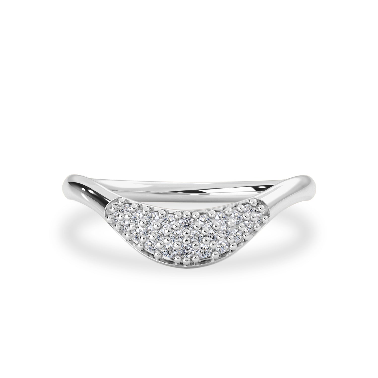 Diamond Lover Curved Stackable Ring, Pavé