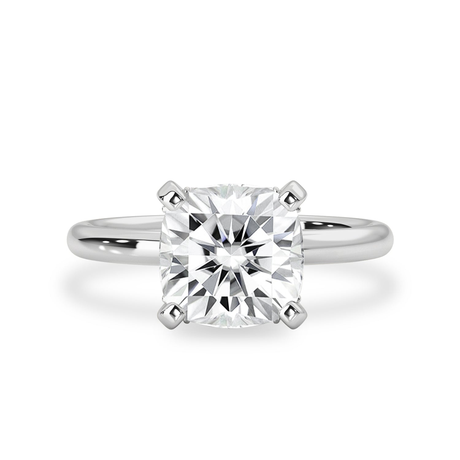 Peninsula Cushion Cut Hidden Halo Engagement Ring, Moissanite/Lab Grown Diamond