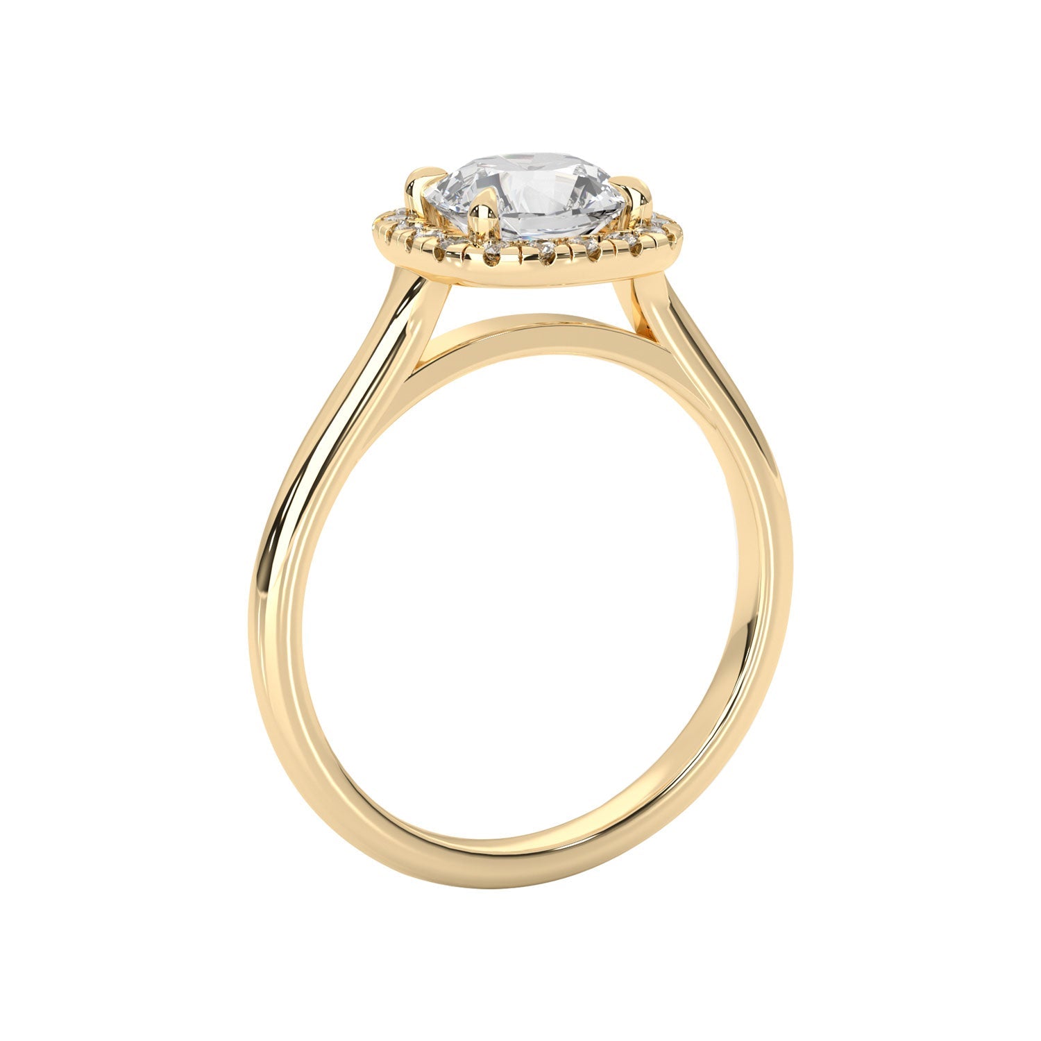 Clara Cushion Forever Halo Engagement Ring, Moissanite/Lab Grown Diamond