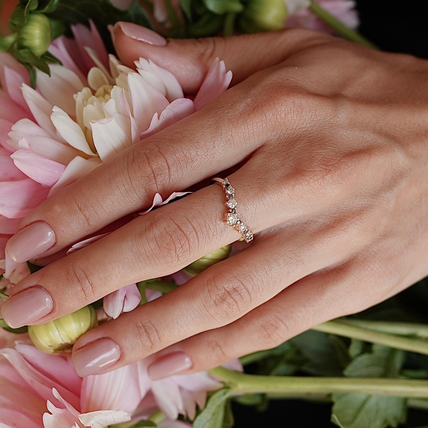 Big Cavendish V Half Eternity Band, Natural Diamond