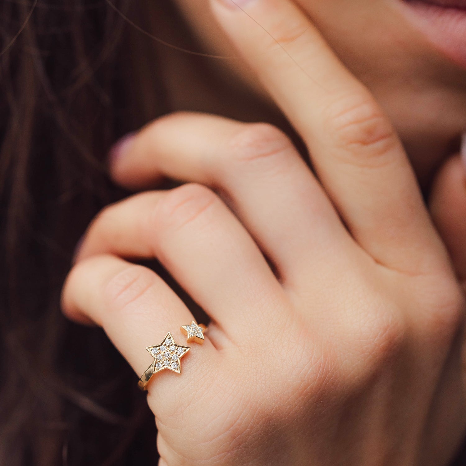 Starry Glow Open Ring: Natural Diamonds