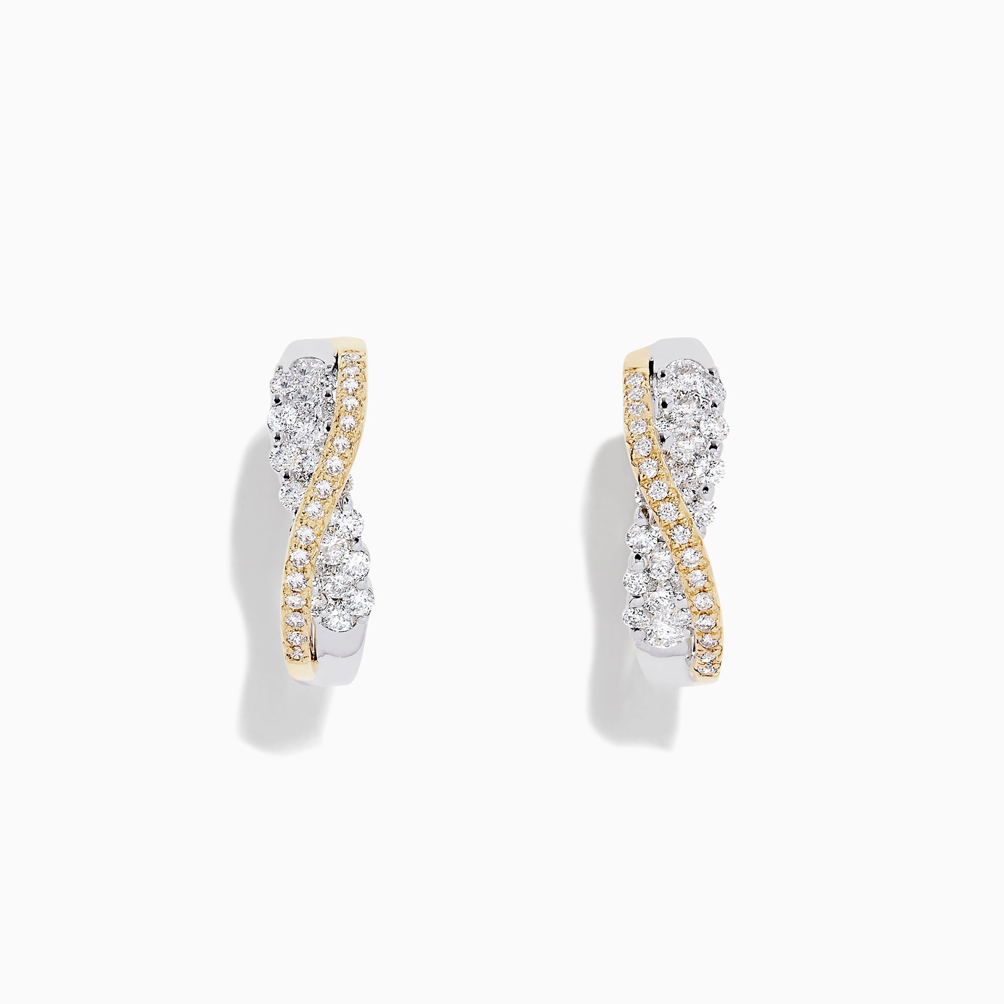 14K solid gold diamond hoop earrings for women with brilliant round-cut diamonds, perfect for luxury everyday wear.