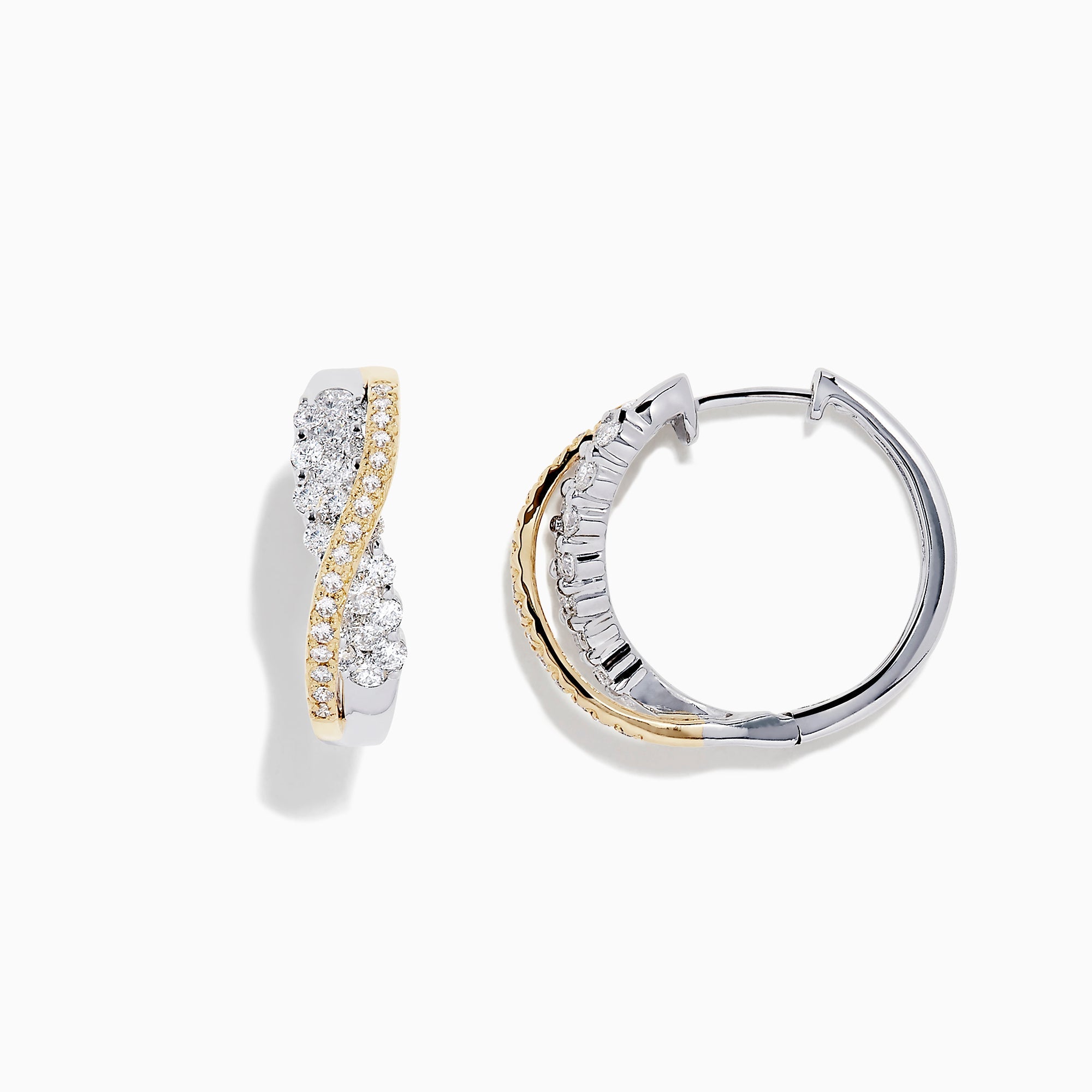 14K solid gold diamond hoop earrings for women with brilliant round-cut diamonds, perfect for luxury everyday wear.