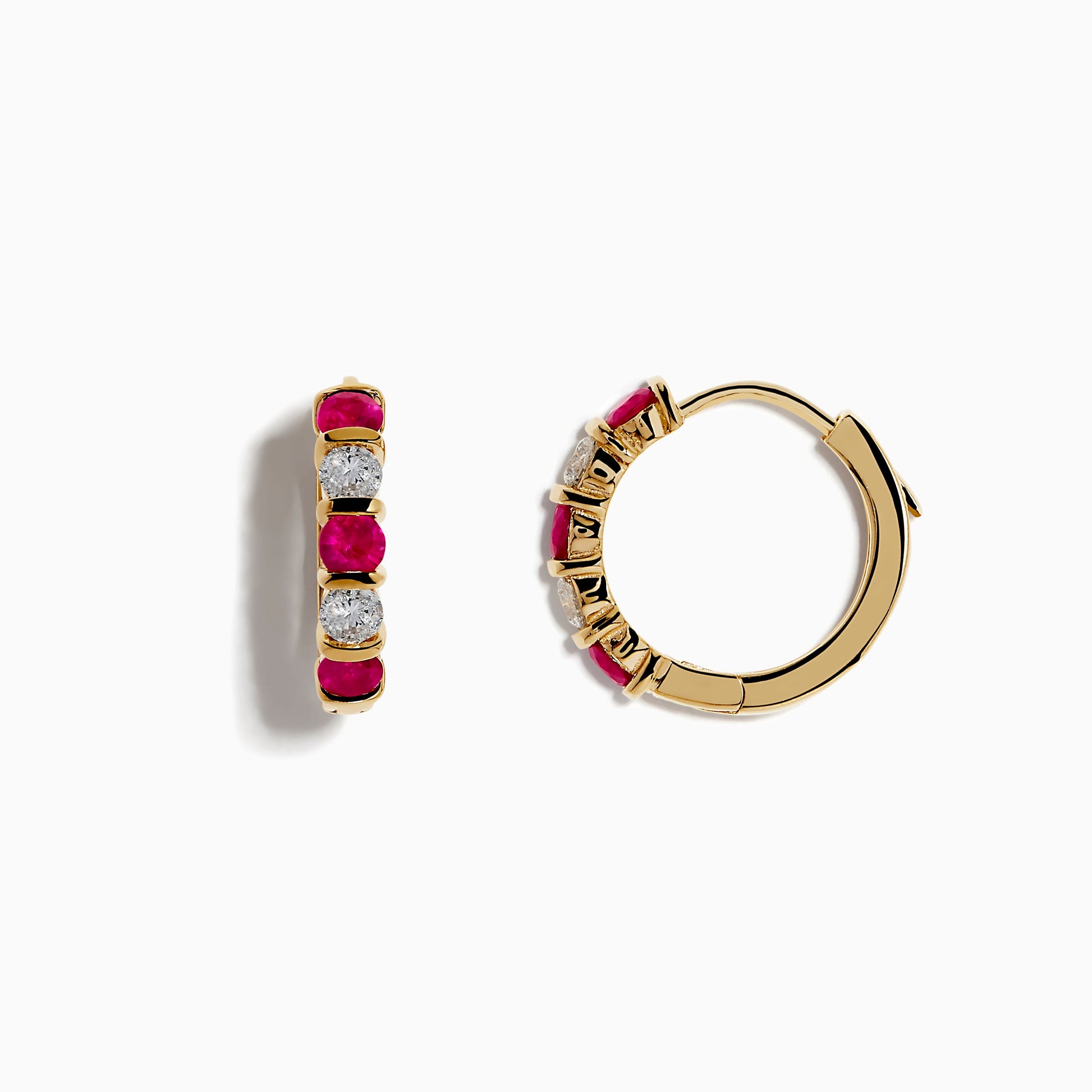 14K solid gold diamond hoop earrings for women with brilliant round-cut diamonds, perfect for luxury everyday wear.