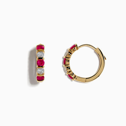14K solid gold diamond hoop earrings for women with brilliant round-cut diamonds, perfect for luxury everyday wear.