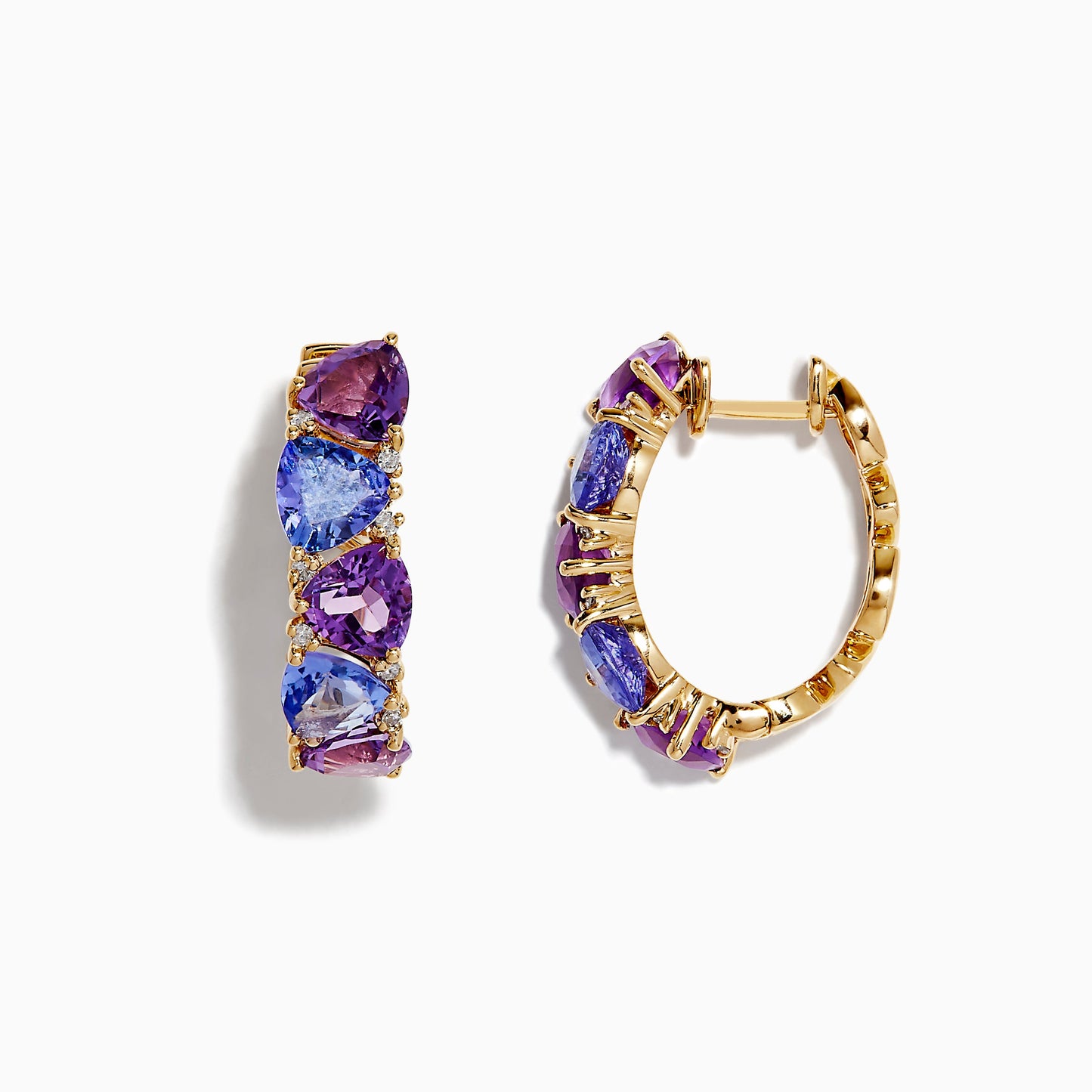14K solid gold diamond hoop earrings for women with brilliant round-cut diamonds, perfect for luxury everyday wear.
