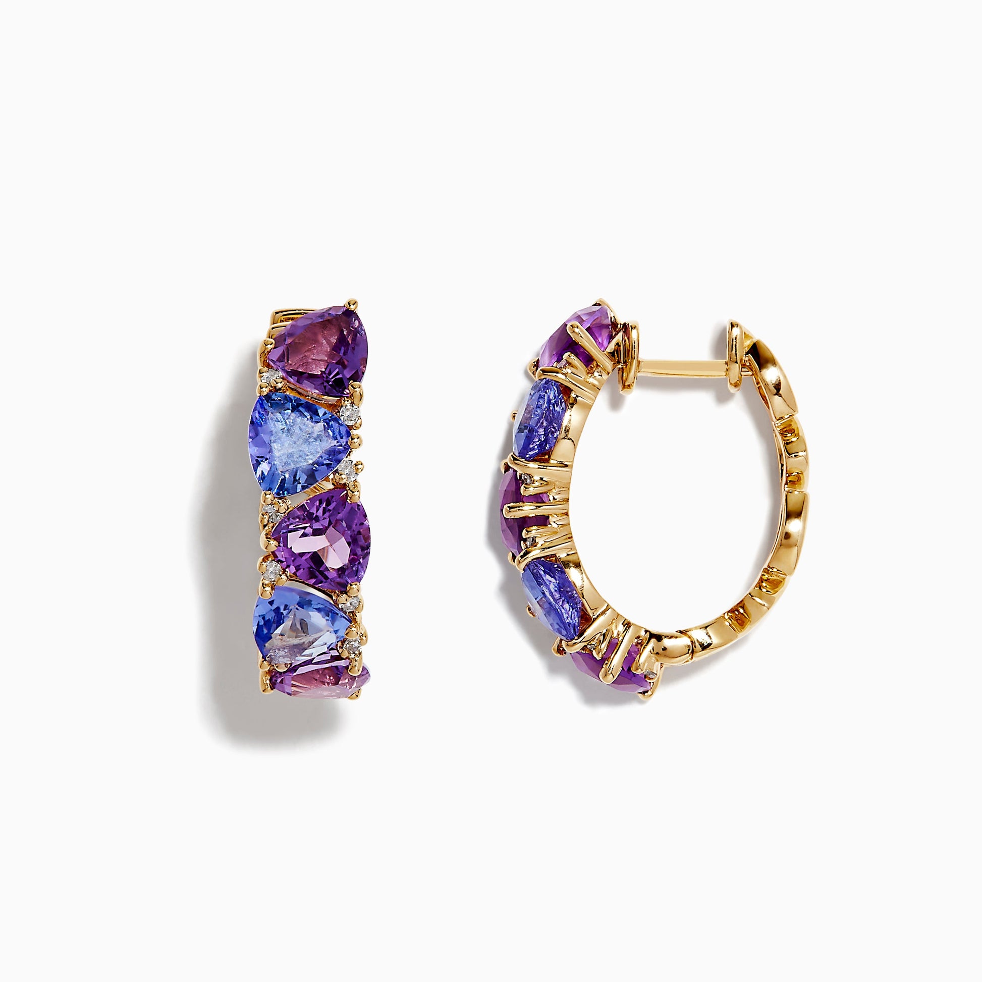 14K solid gold diamond hoop earrings for women with brilliant round-cut diamonds, perfect for luxury everyday wear.