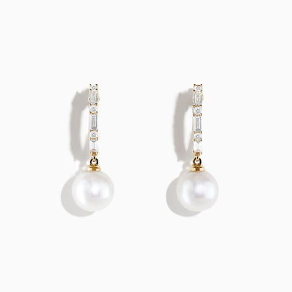 14K solid gold diamond hoop earrings for women with brilliant round-cut diamonds, perfect for luxury everyday wear.