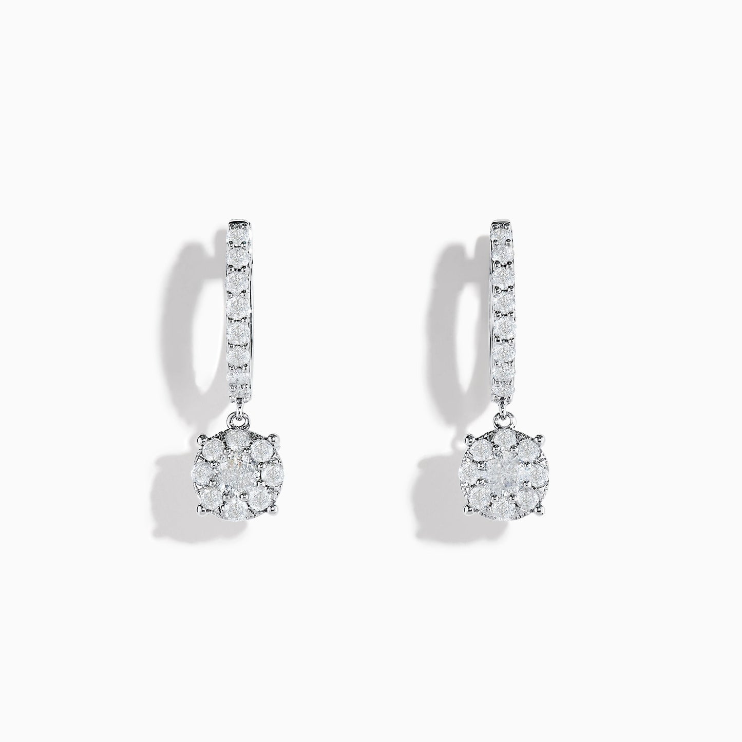 14K solid gold diamond hoop earrings for women with brilliant round-cut diamonds, perfect for luxury everyday wear.