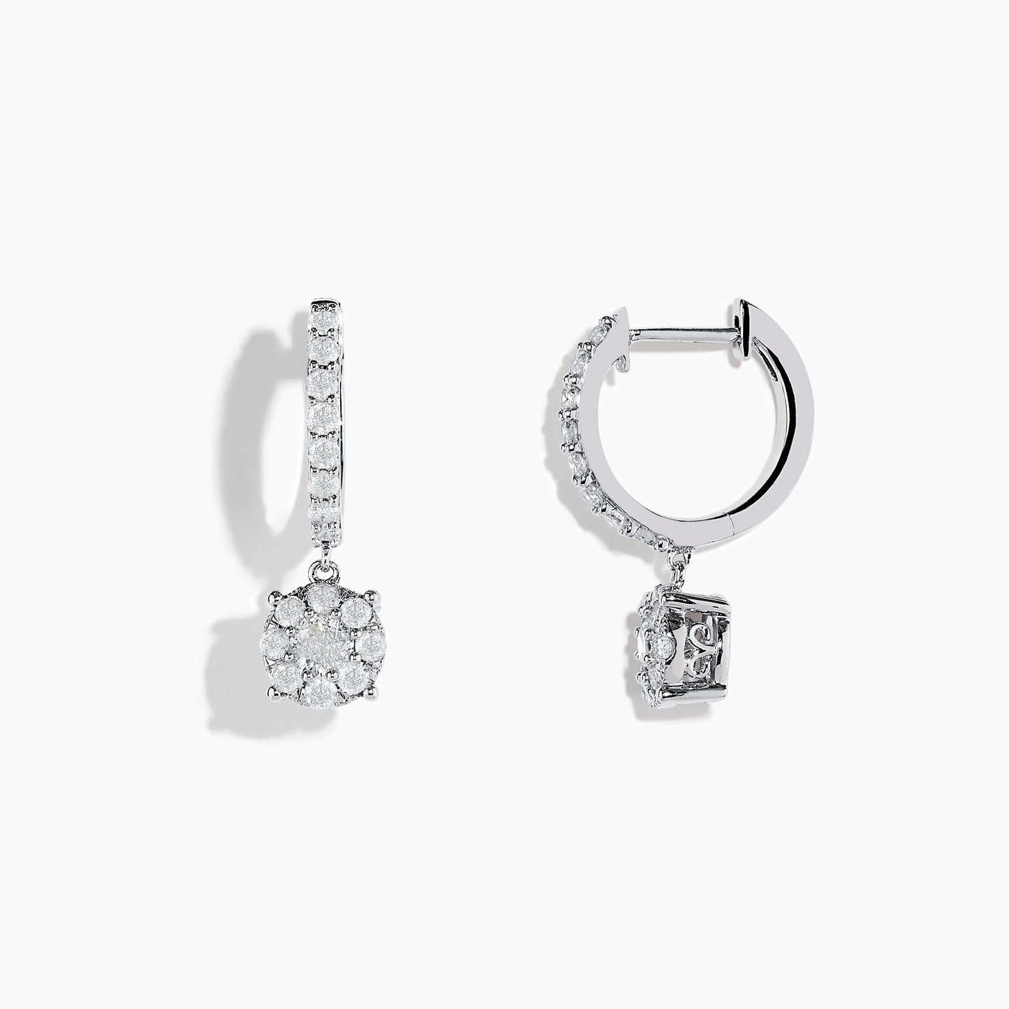 14K solid gold diamond hoop earrings for women with brilliant round-cut diamonds, perfect for luxury everyday wear.