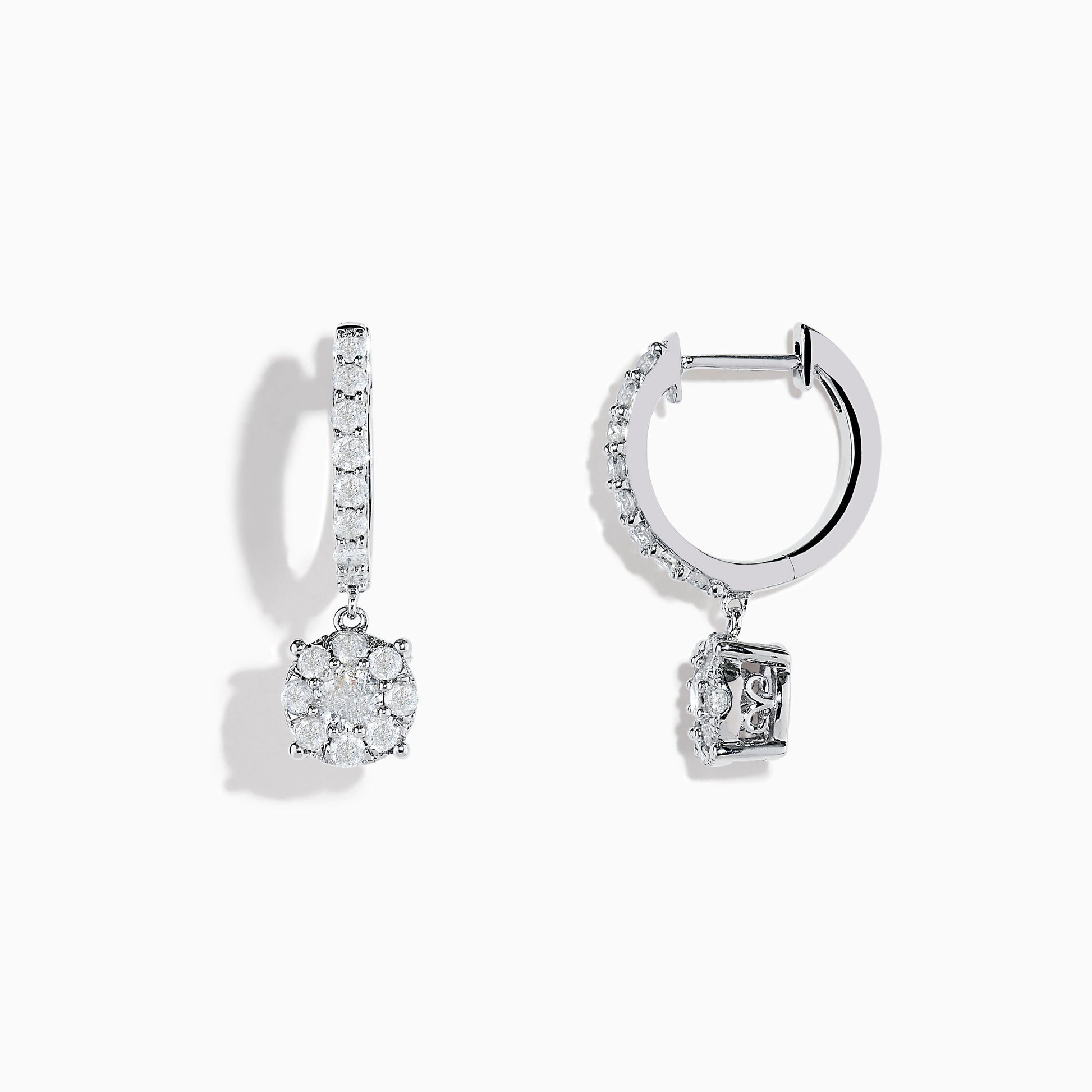 14K solid gold diamond hoop earrings for women with brilliant round-cut diamonds, perfect for luxury everyday wear.