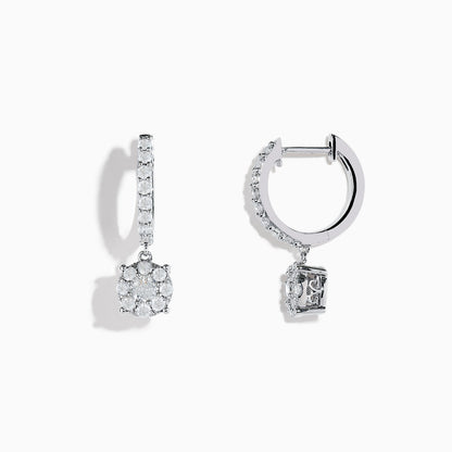 14K solid gold diamond hoop earrings for women with brilliant round-cut diamonds, perfect for luxury everyday wear.