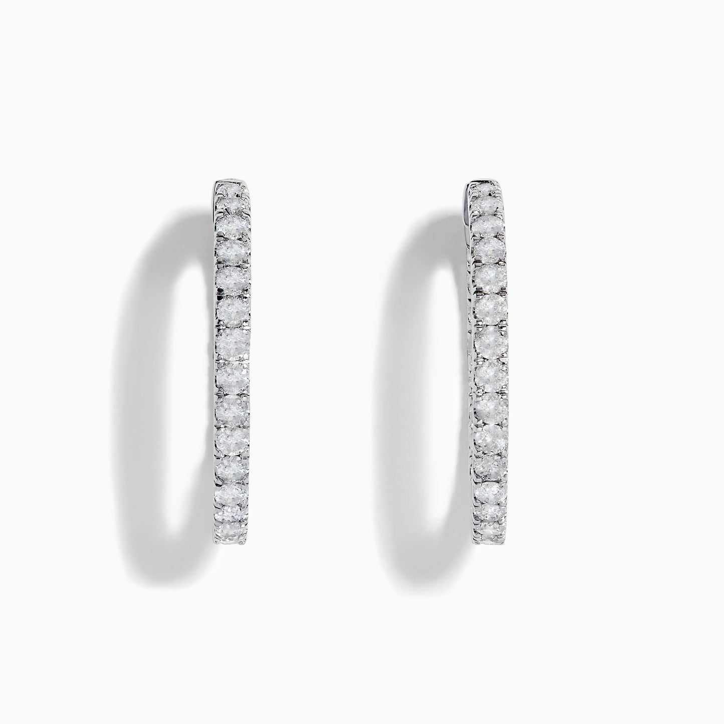 14K solid gold diamond hoop earrings for women with brilliant round-cut diamonds, perfect for luxury everyday wear.
