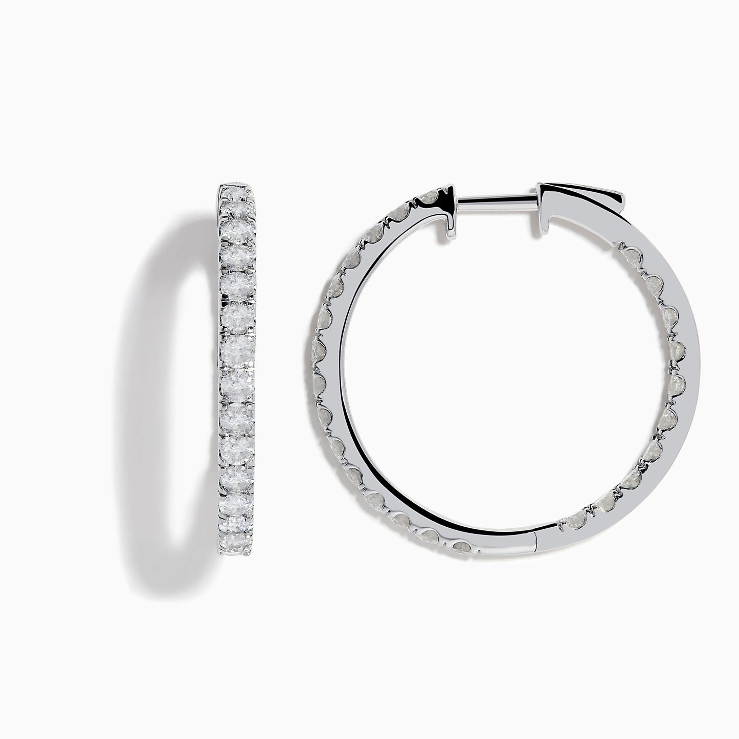 14K solid gold diamond hoop earrings for women with brilliant round-cut diamonds, perfect for luxury everyday wear.