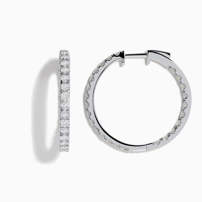 14K solid gold diamond hoop earrings for women with brilliant round-cut diamonds, perfect for luxury everyday wear.