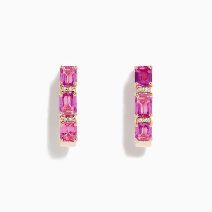 14K solid gold diamond hoop earrings for women with brilliant round-cut diamonds, perfect for luxury everyday wear.