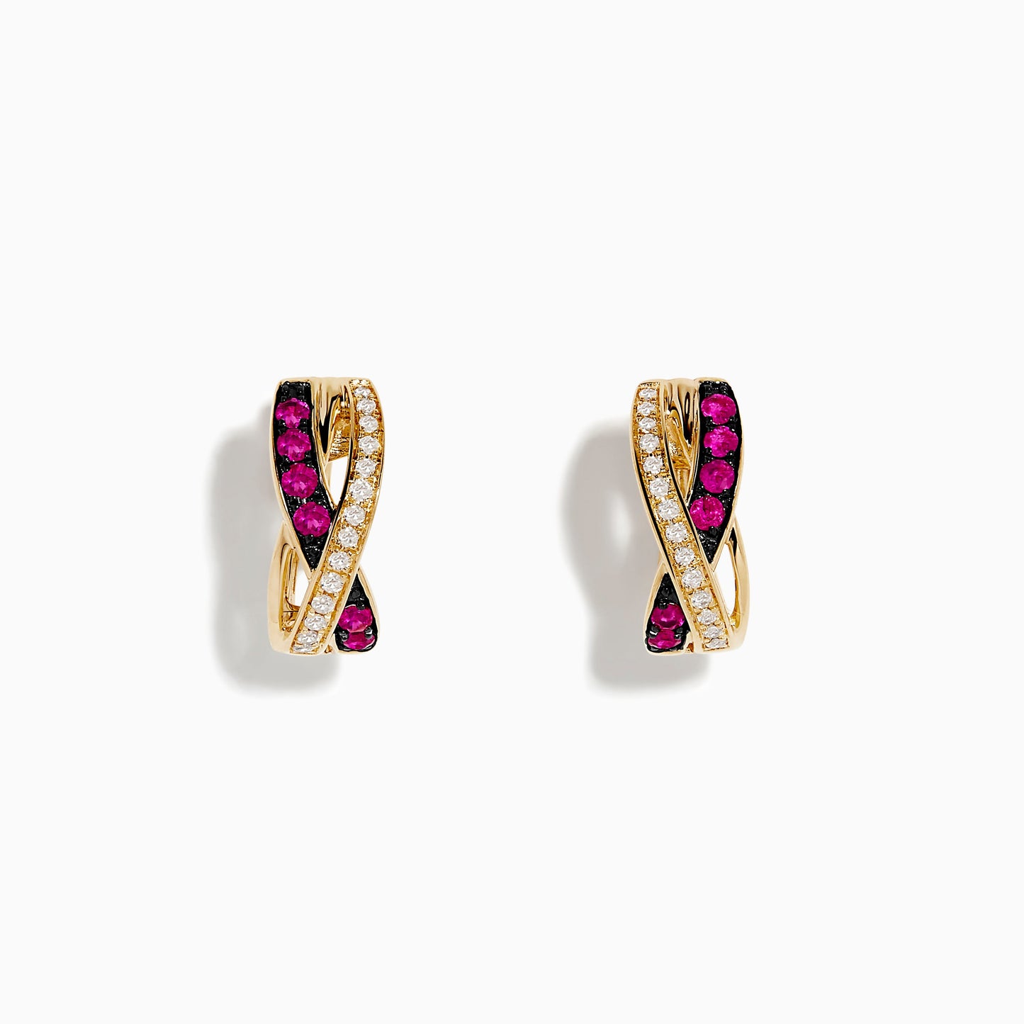 14K solid gold diamond hoop earrings for women with brilliant round-cut diamonds, perfect for luxury everyday wear.