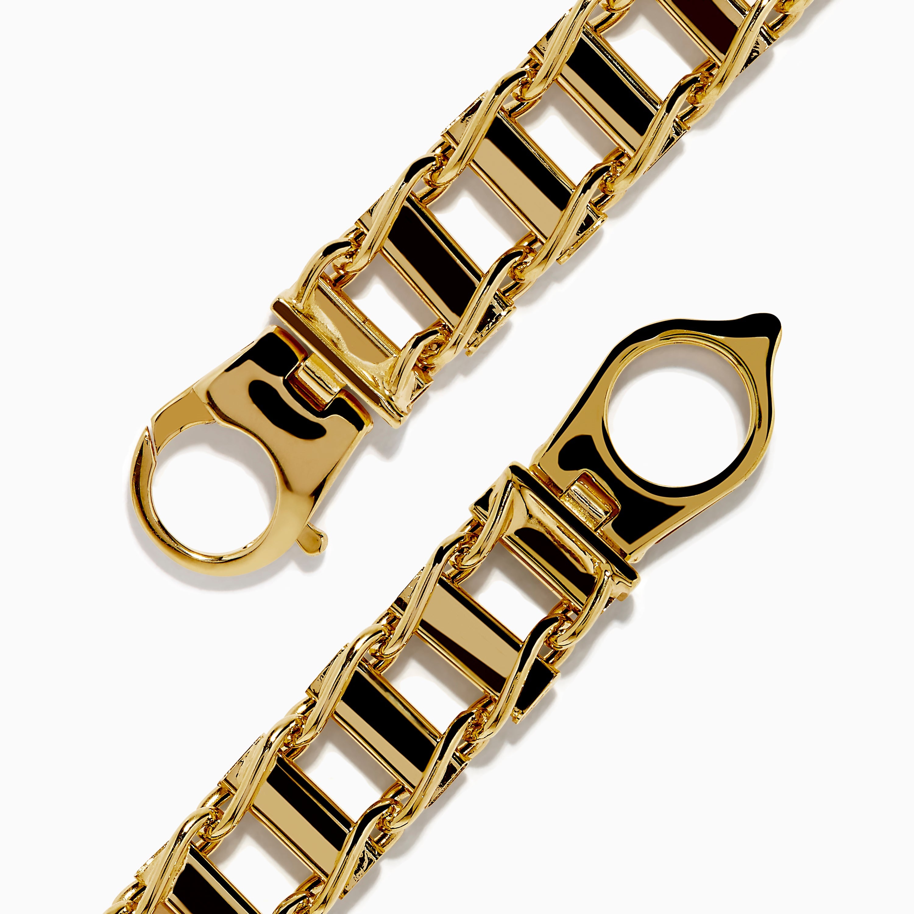 Men's 14K Yellow Gold Hollow Railroad Bracelet