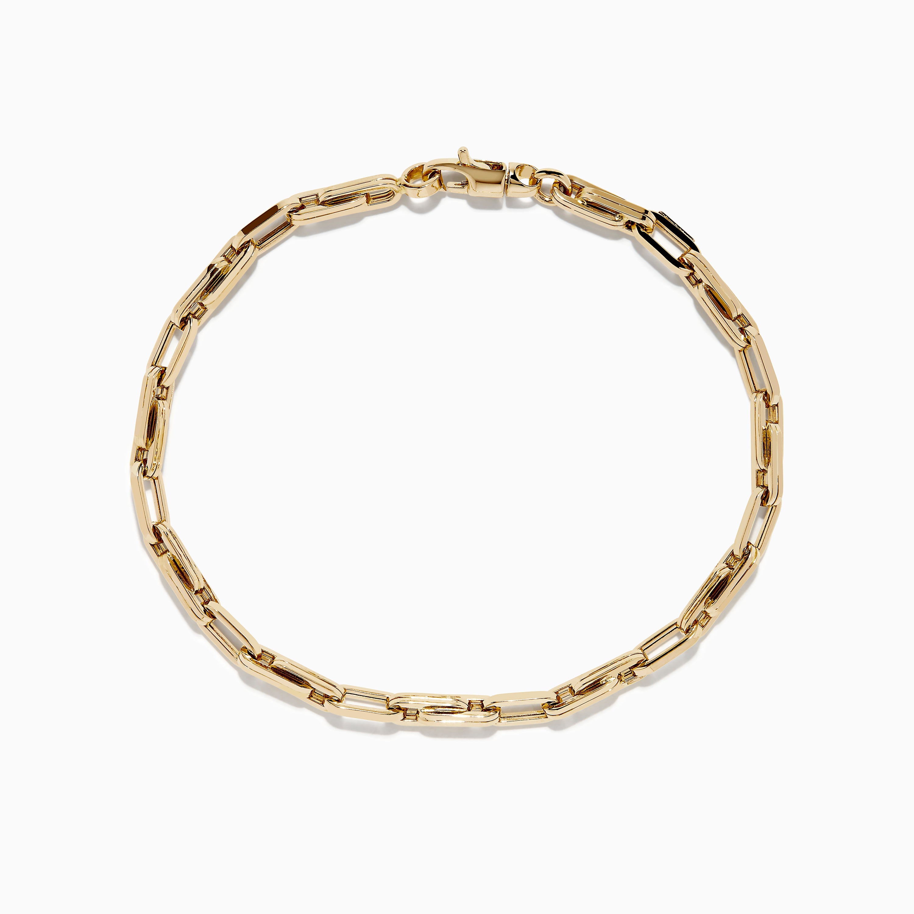 14K Yellow Gold Hollow Oval Link Bracelet