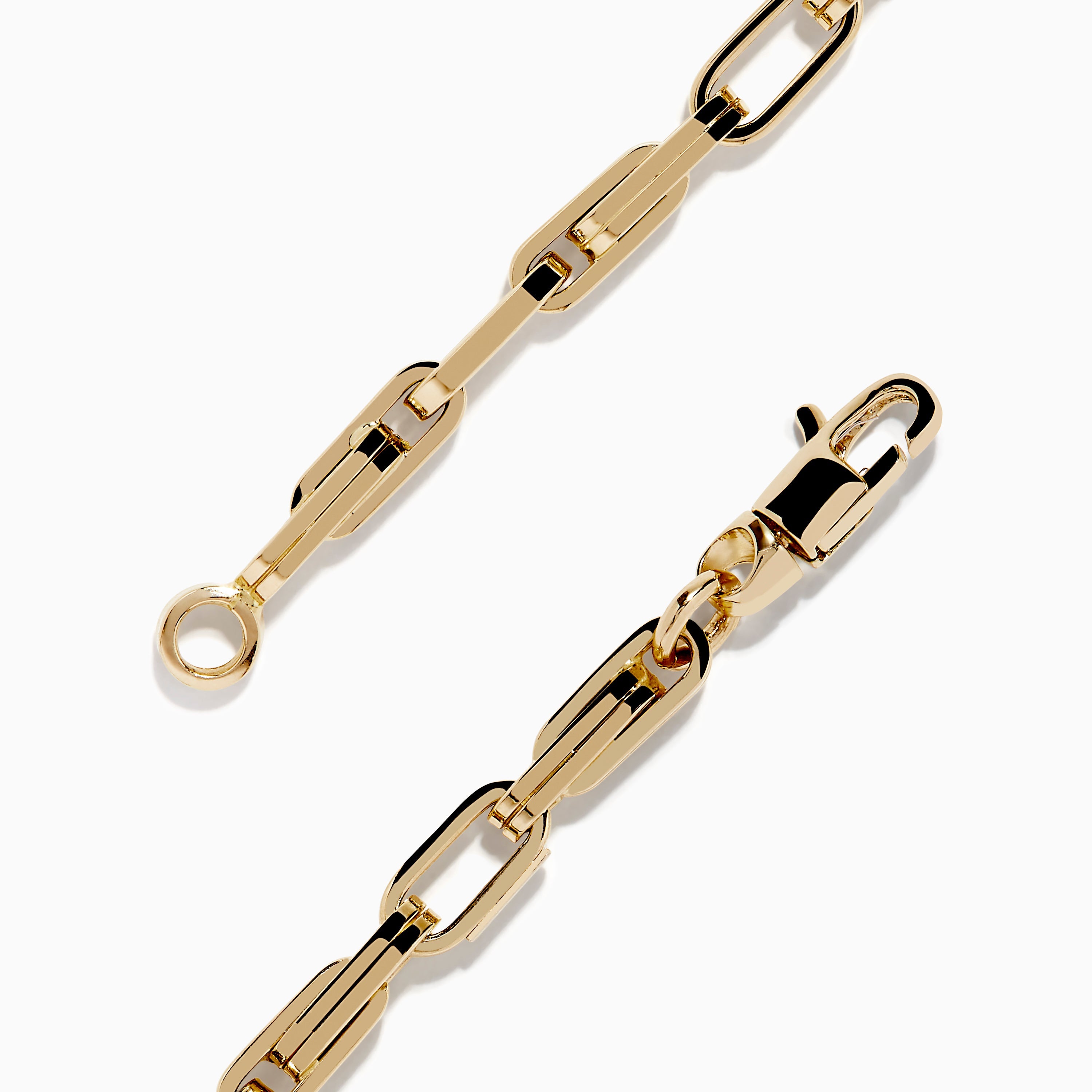 14K Yellow Gold Hollow Oval Link Bracelet