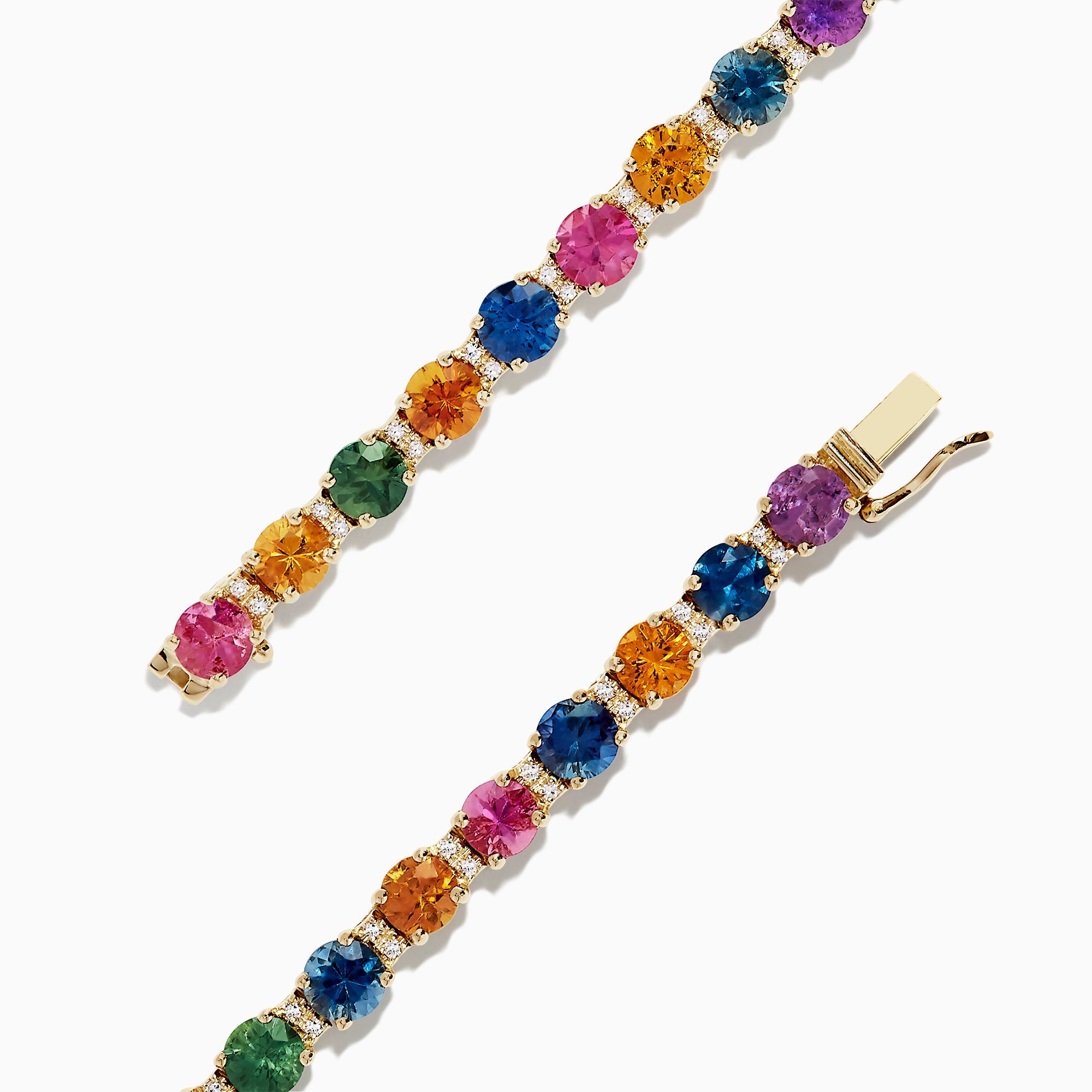 14K Yellow Gold Multi Sapphire and Diamond Bracelet, 11.16 TCW