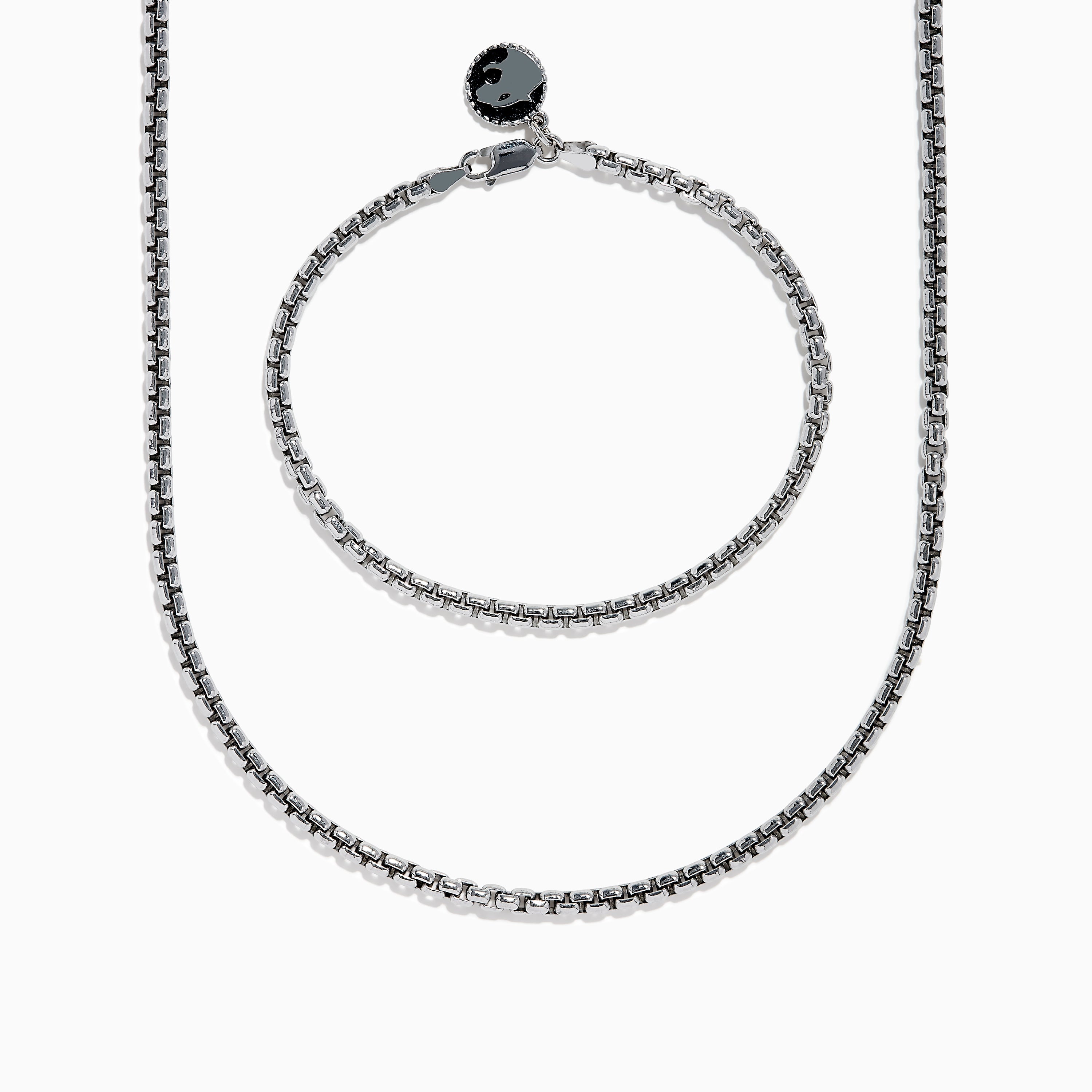 Men's 925 Sterling Silver Minimalist Necklace and Bracelet Set