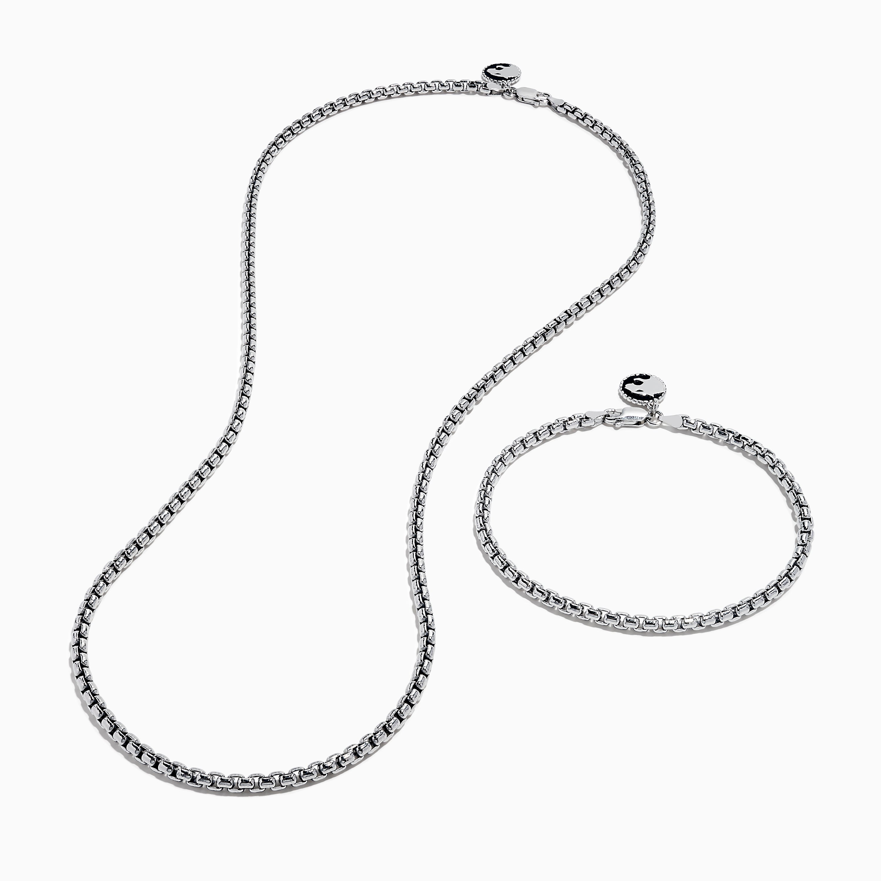 Men's 925 Sterling Silver Minimalist Necklace and Bracelet Set