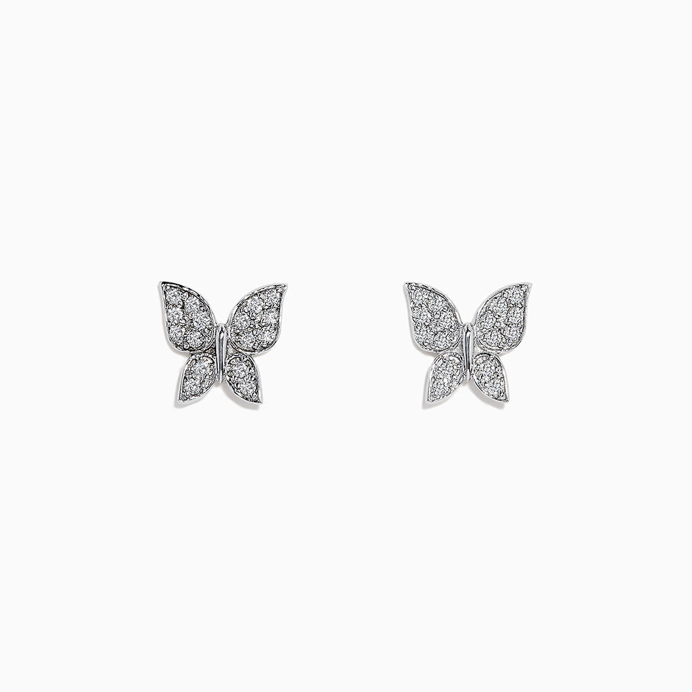 14k White Gold Diamond butterfly studs, 0.30 TCW